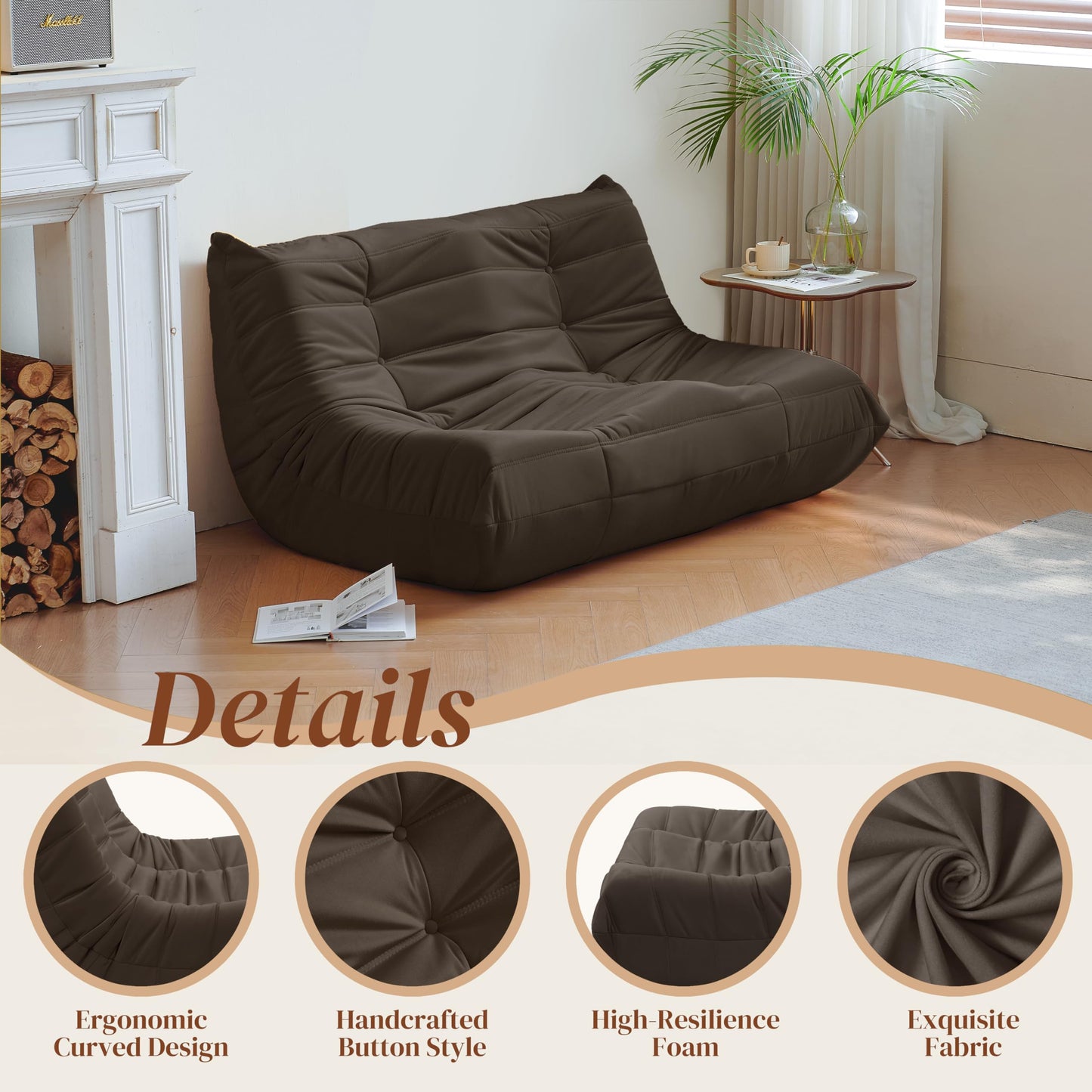 Dark Gray Memory Foam Bean Bag Chair