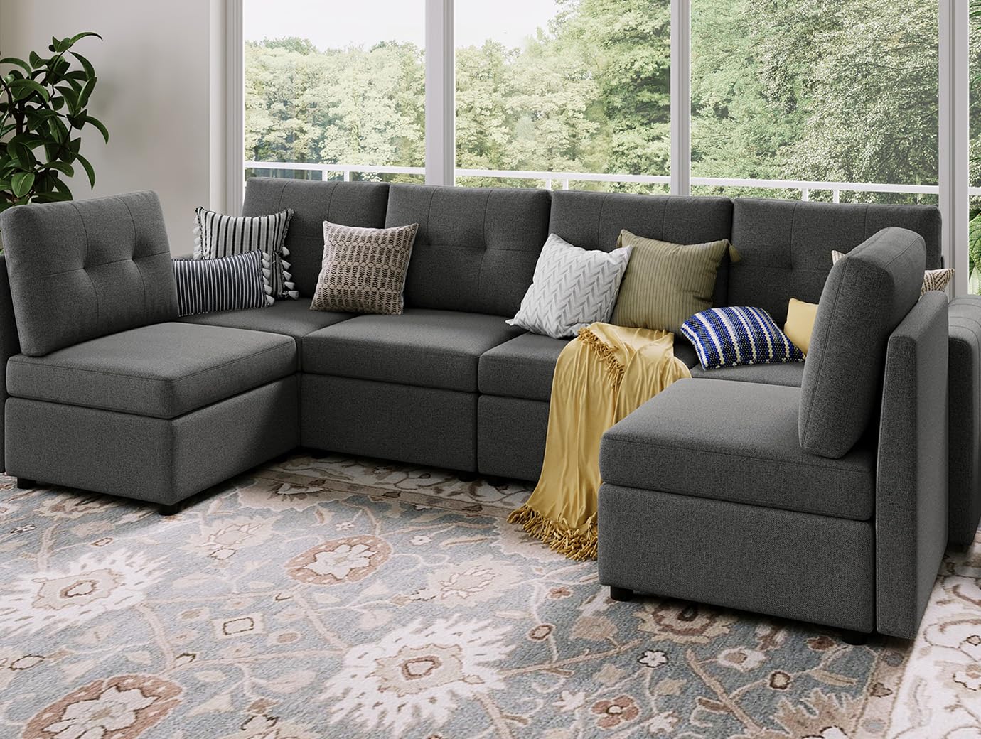 LINSY HOME Modular Sectional Sofa – Dark Gray