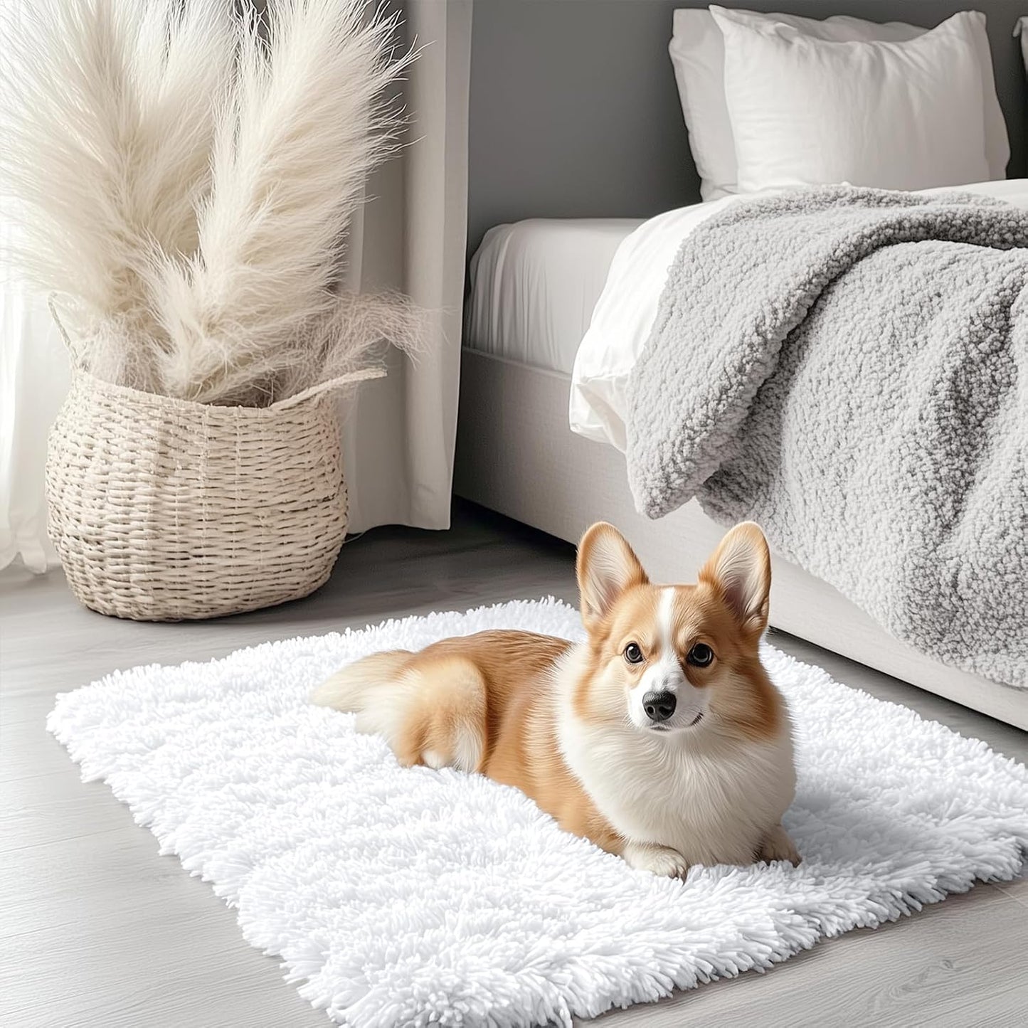 OLANLY 4x5.9 Grey Shag Rug