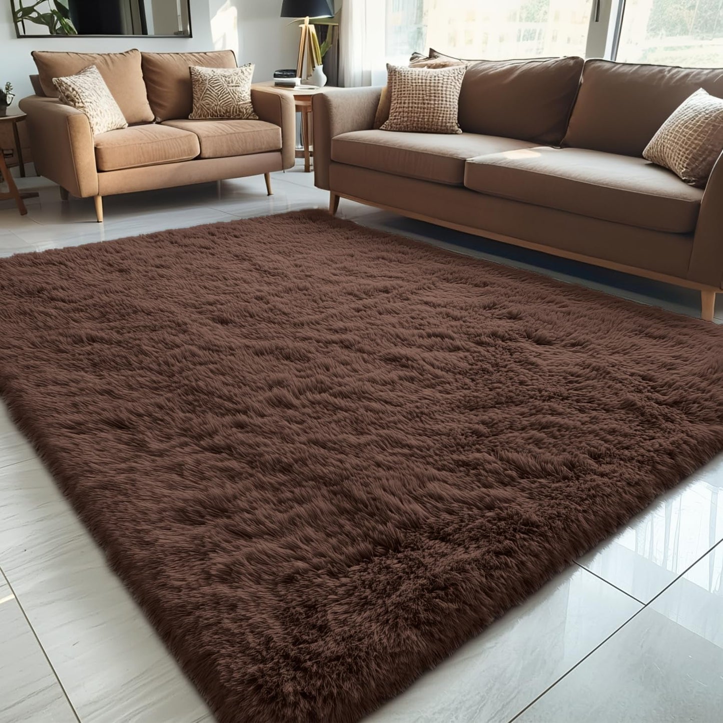 OLANLY 4x5.9 Grey Shag Rug