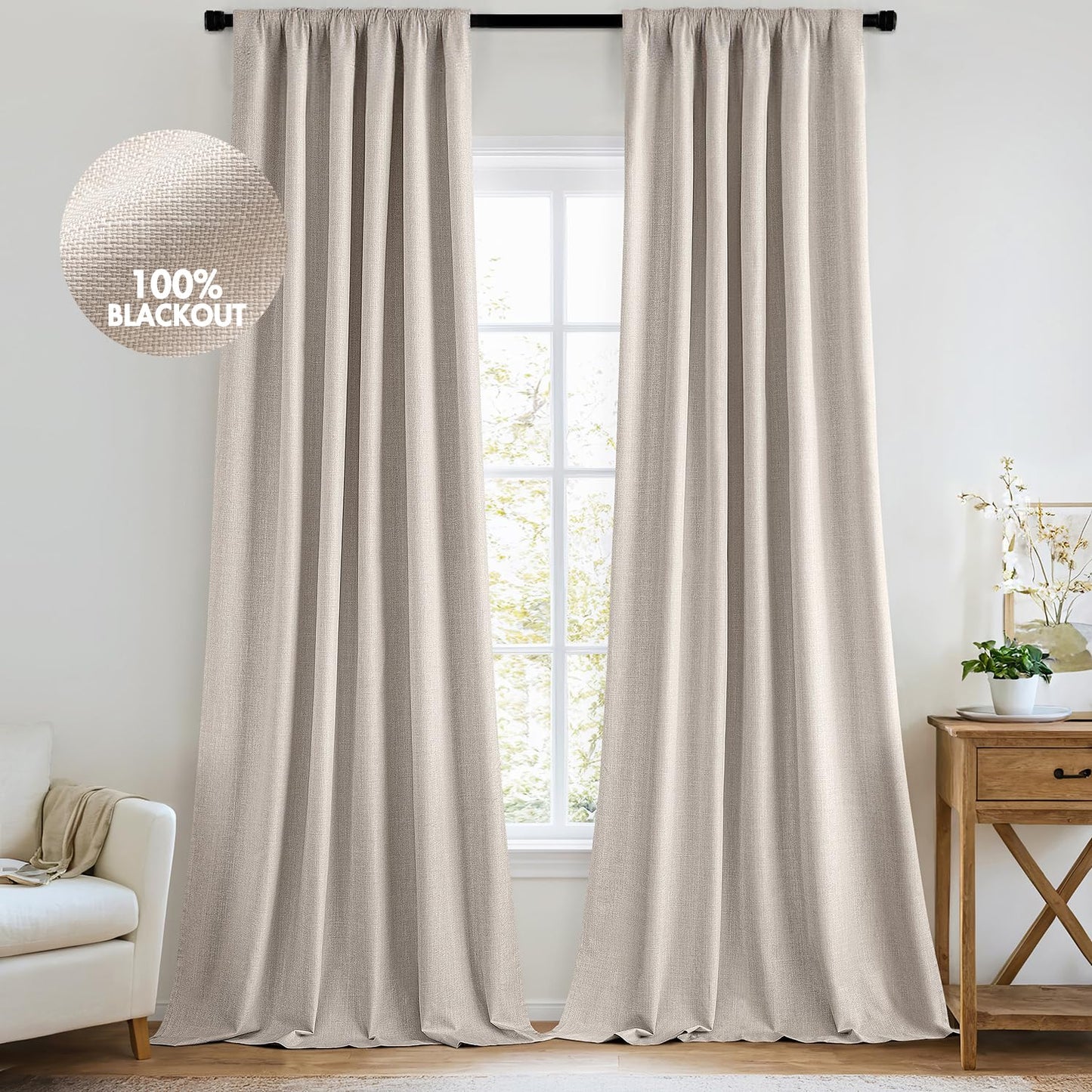 MIULEE Blackout Curtains 96" – Birch, 2 Panels