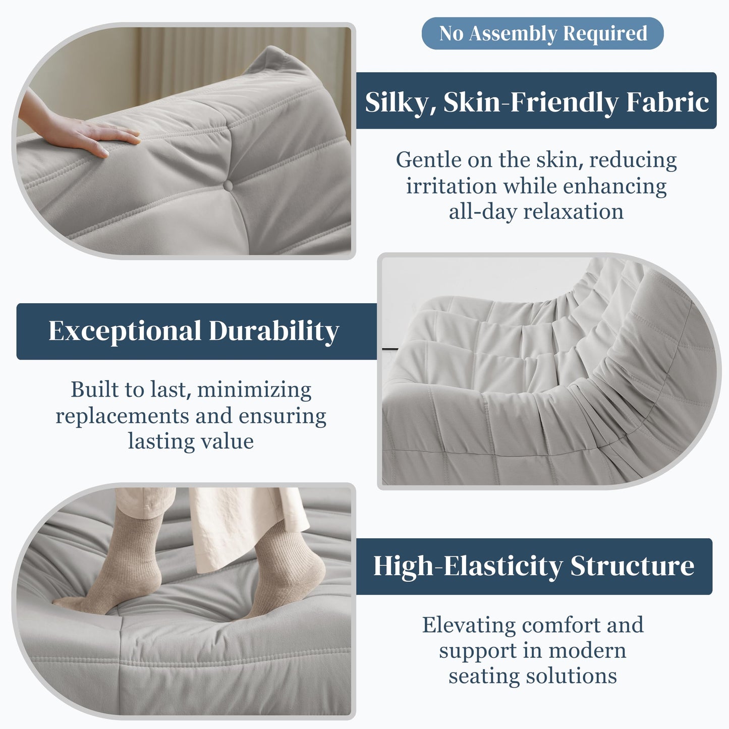 Dark Gray Memory Foam Bean Bag Chair