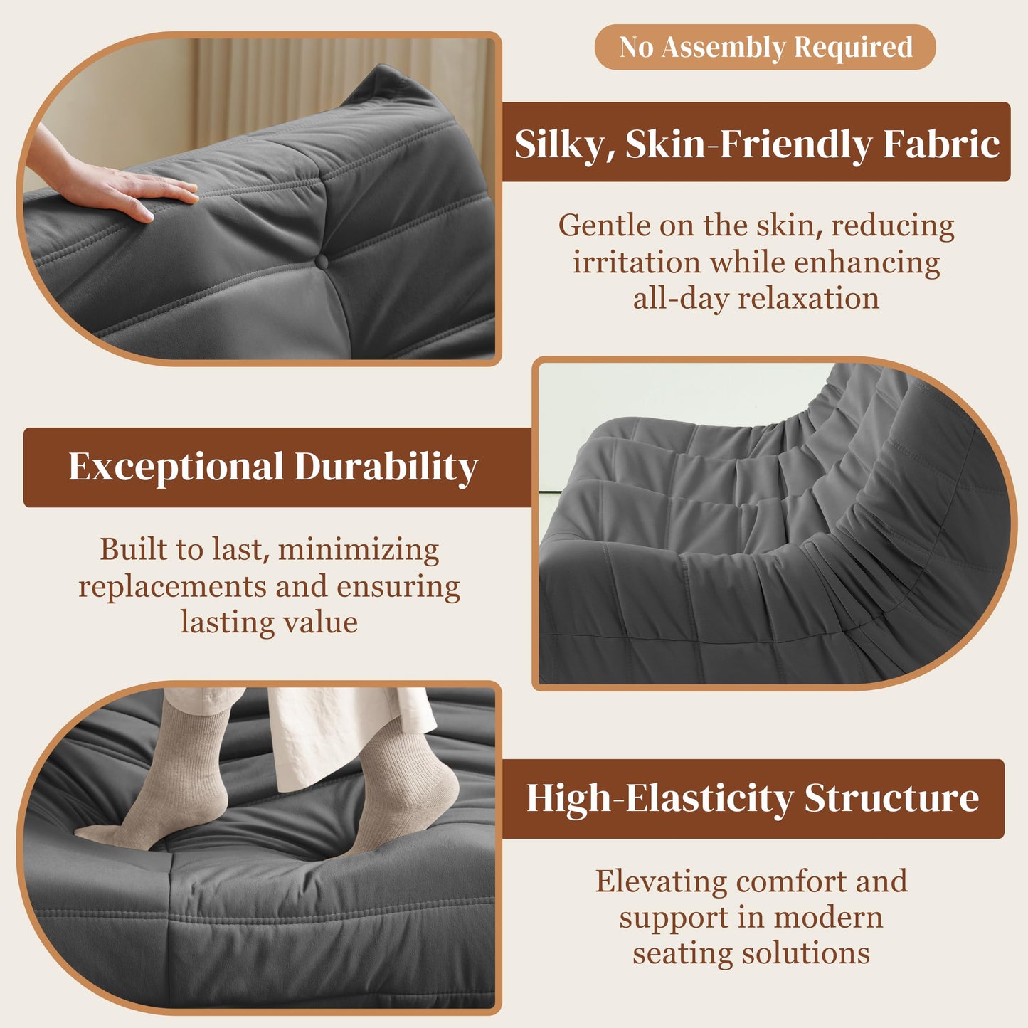 Dark Gray Memory Foam Bean Bag Chair