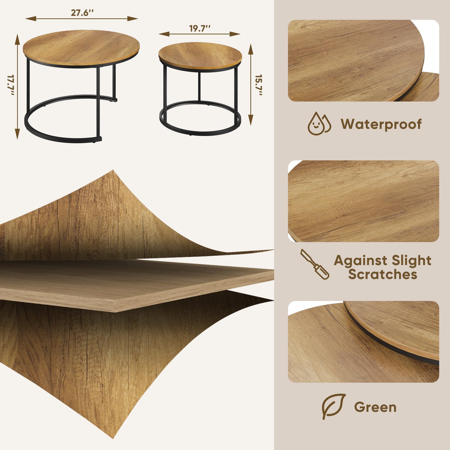 White Nesting Coffee Tables, 2-Pack
