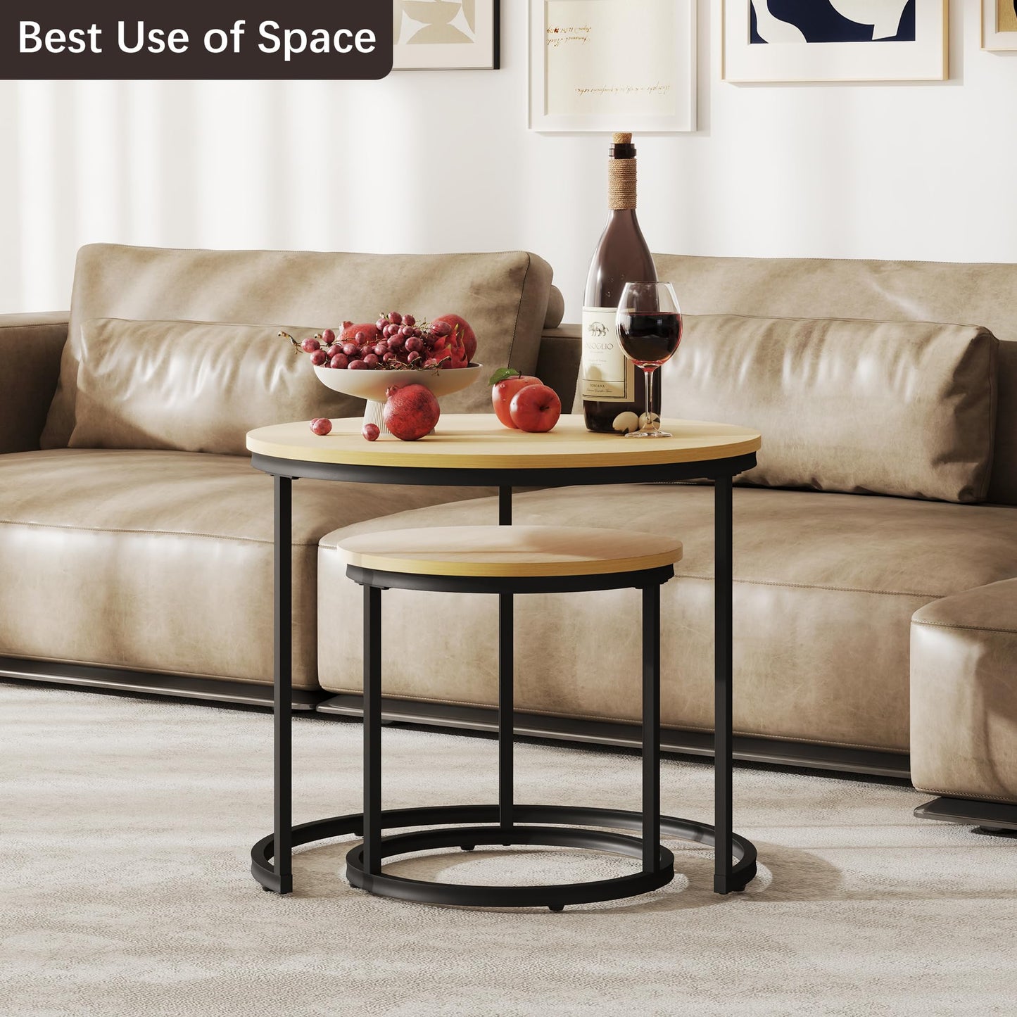 White Marble Nesting Tables, 2-Pack