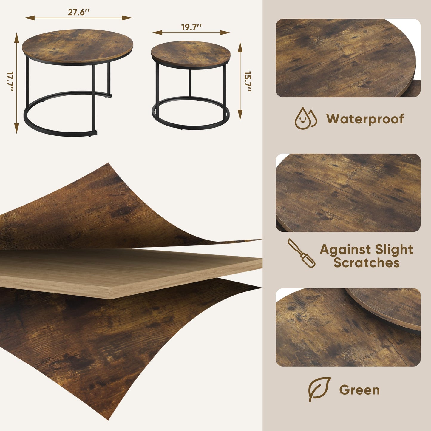 White Nesting Coffee Tables, 2-Pack