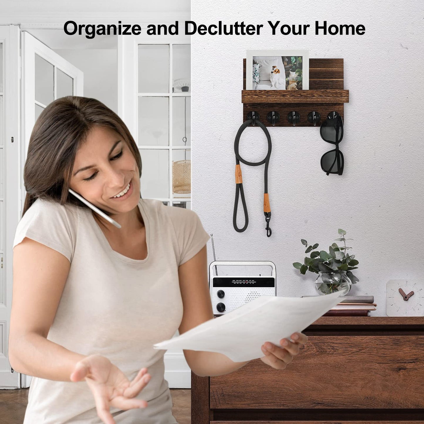 Wall Key & Mail Holder – Wood