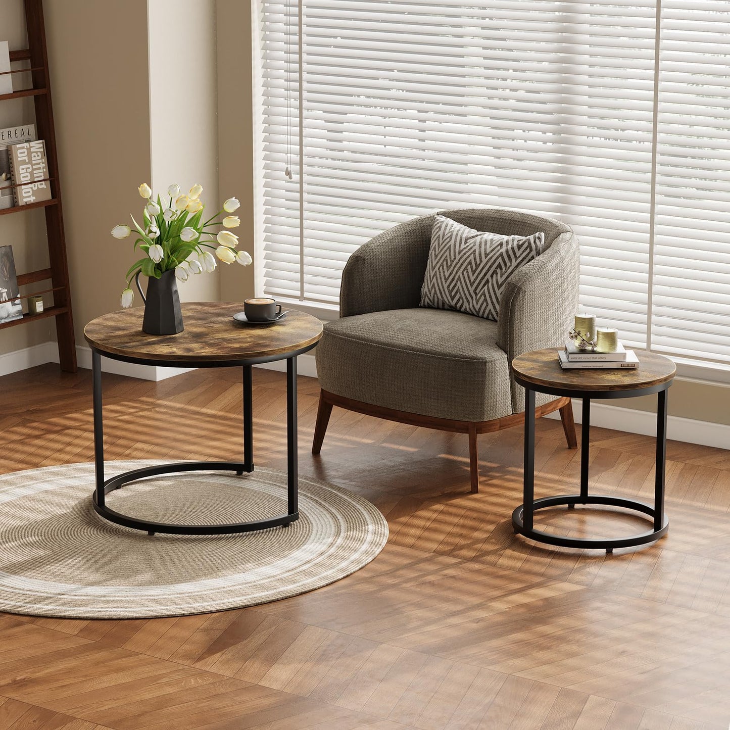 White Nesting Coffee Tables, 2-Pack