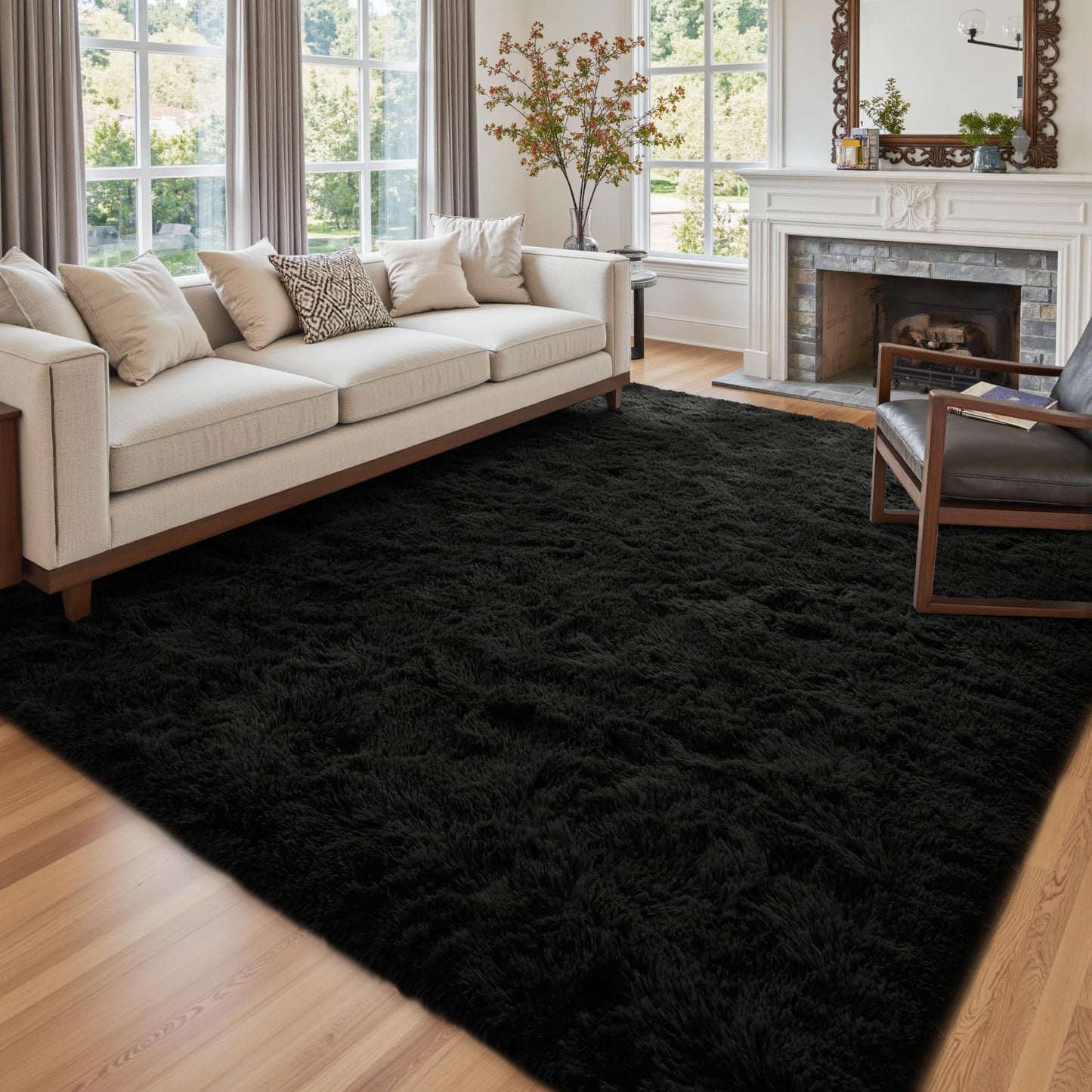 6x9 Ft Dark Grey Shag Area Rug