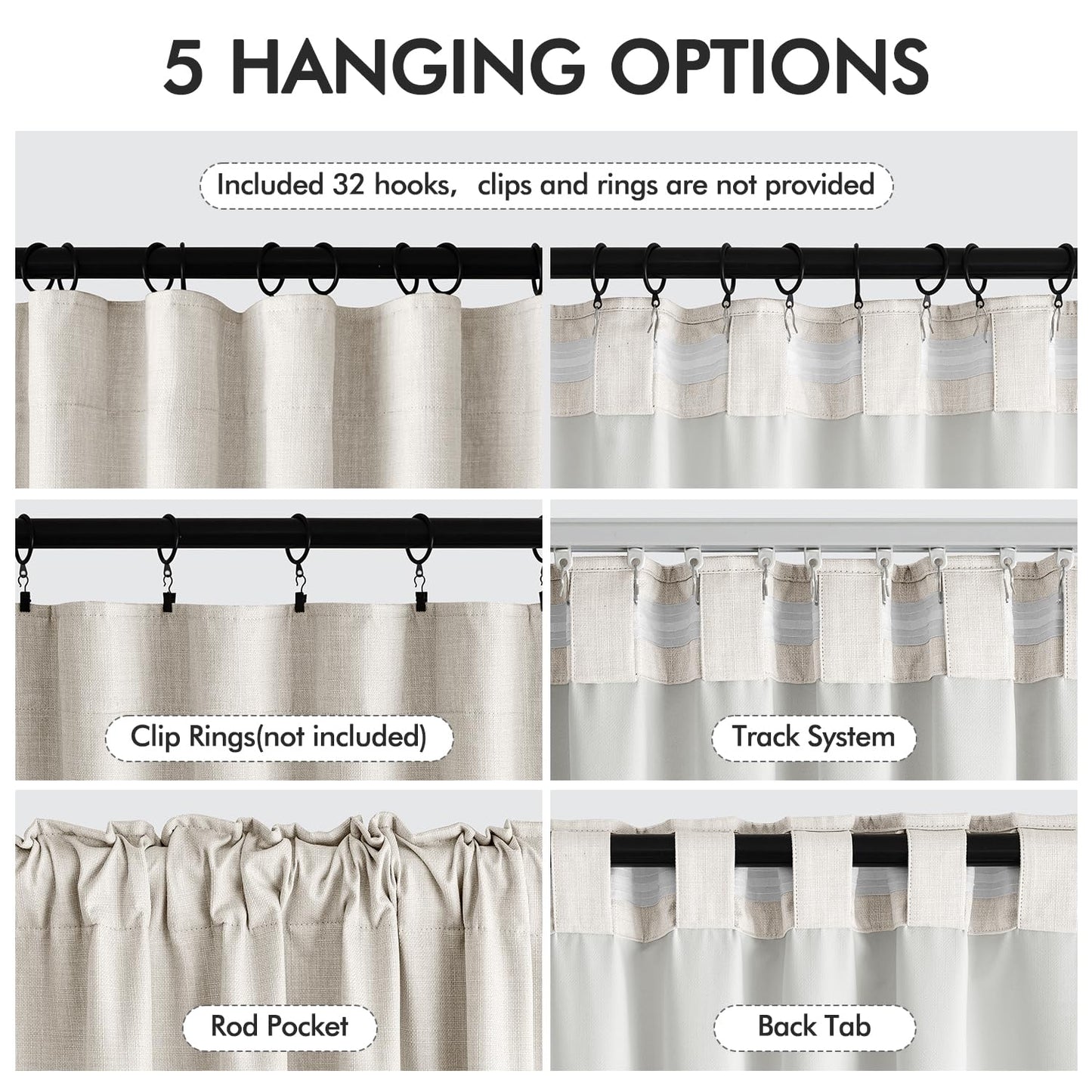 MIULEE Blackout Curtains 96" – Birch, 2 Panels