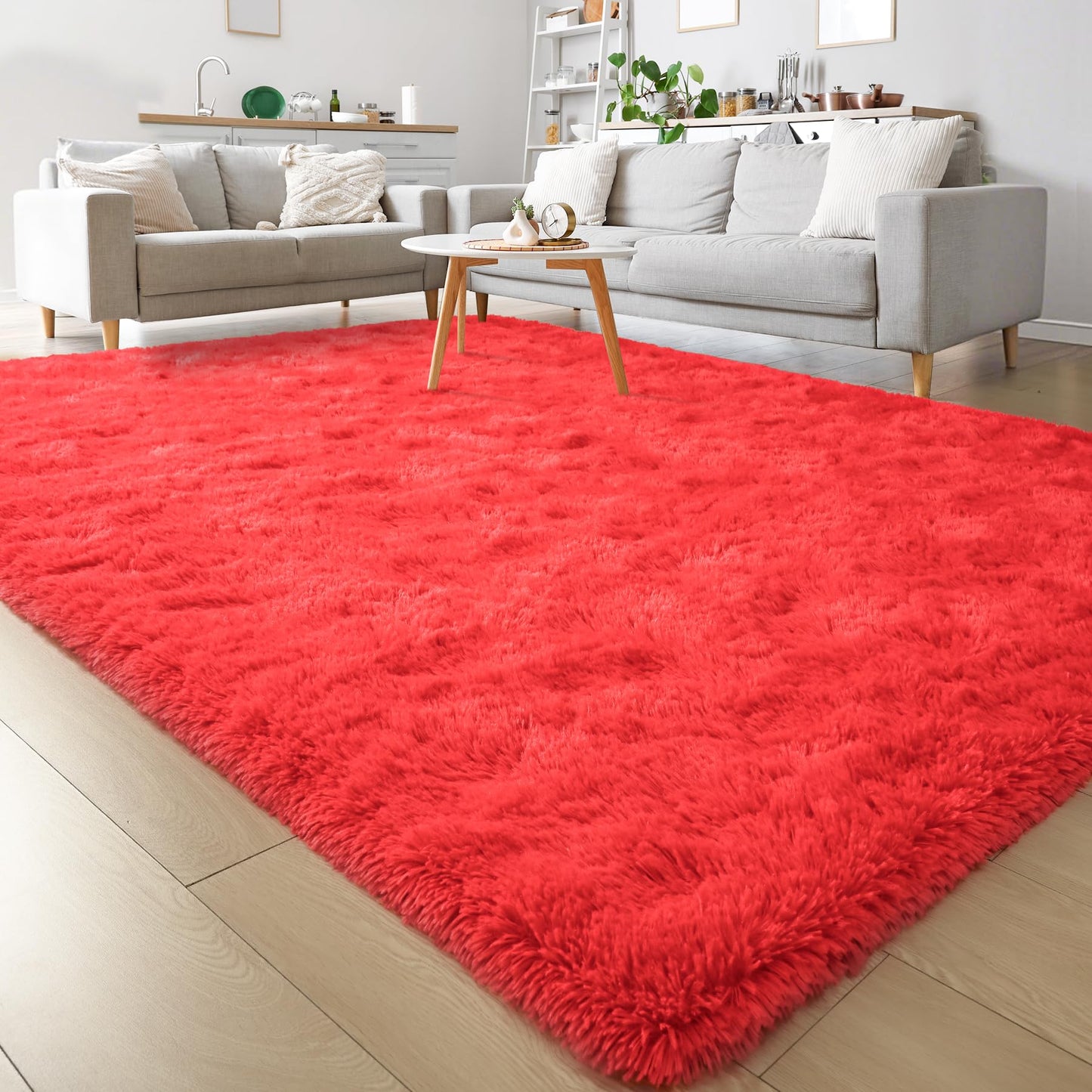 Keeko 4x5.3 Black Fluffy Shag Rug