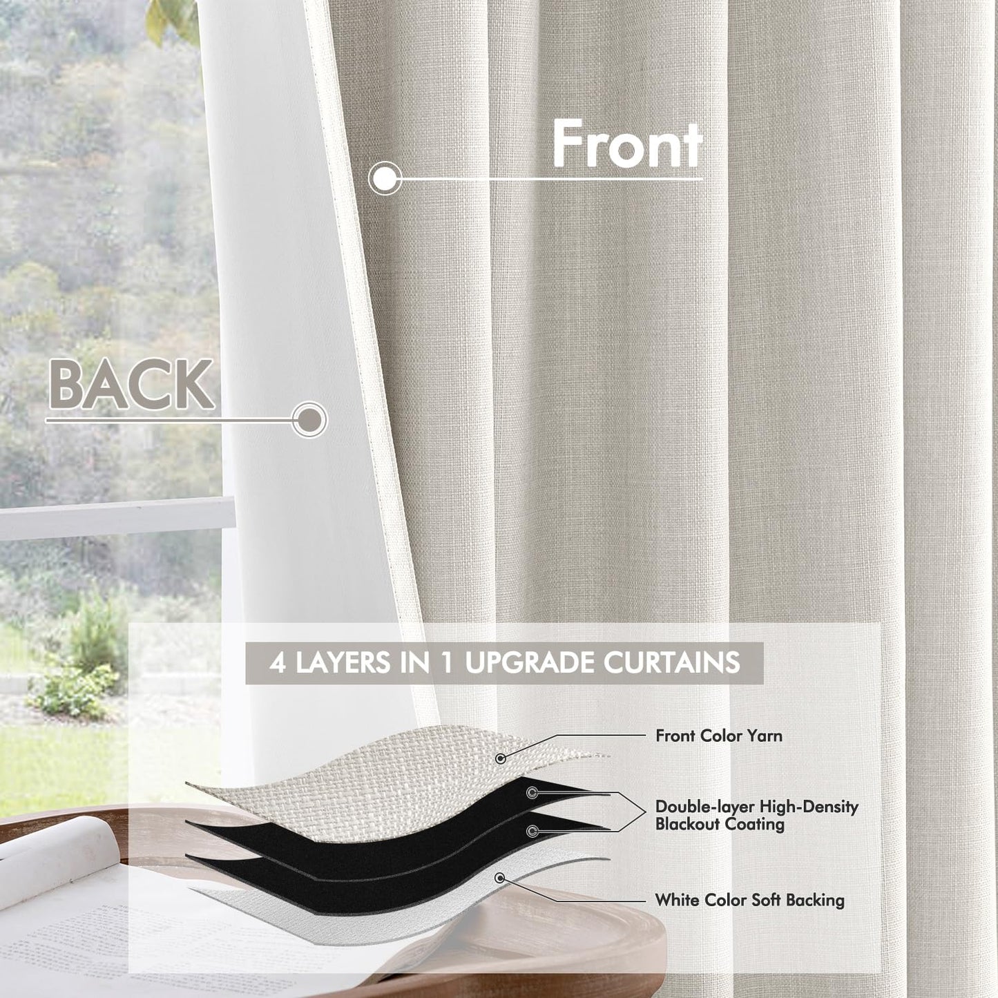 MIULEE Blackout Curtains 96" – Birch, 2 Panels
