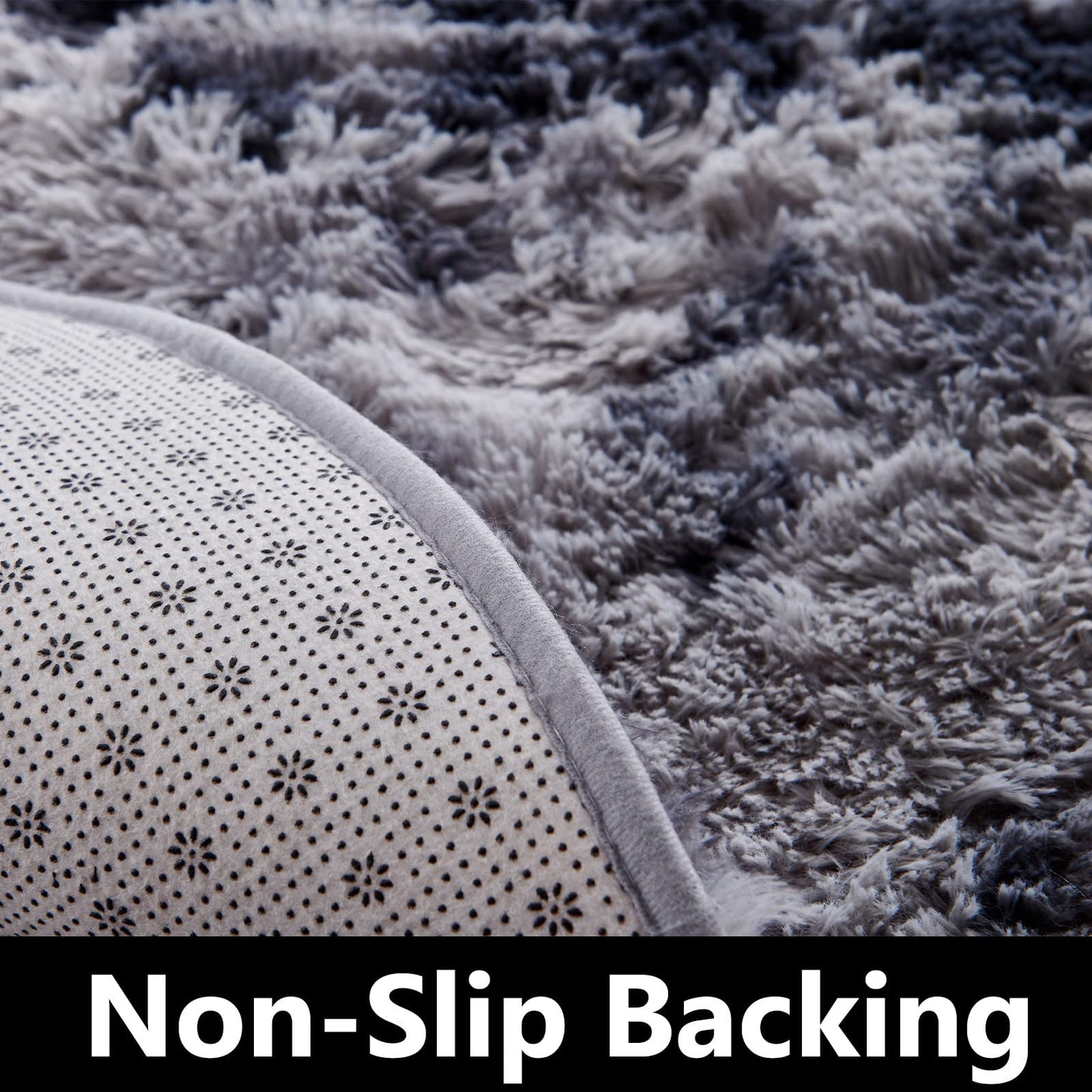 FJZFING 4x4 Light Grey Round Shag Rug