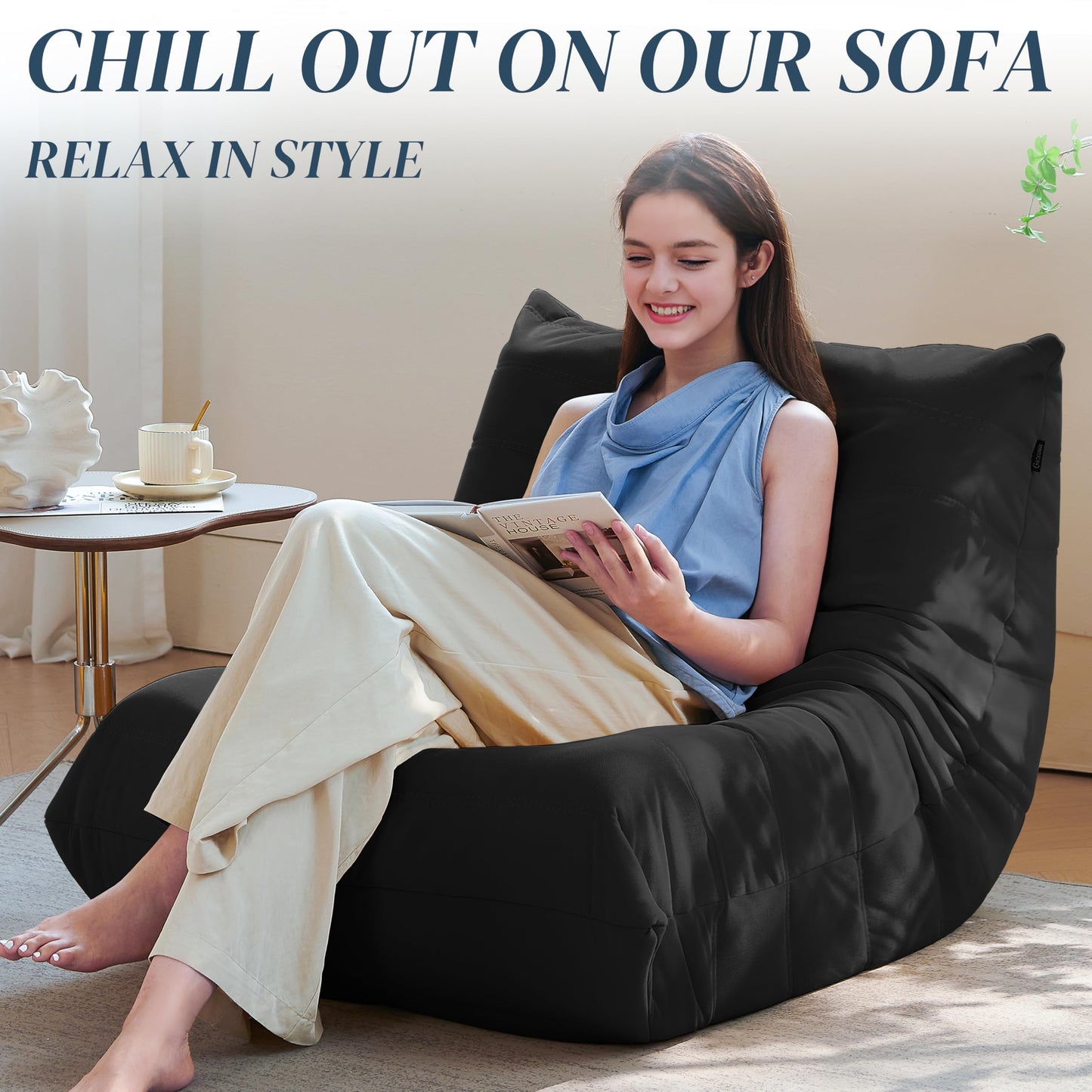 Dark Gray Memory Foam Bean Bag Chair