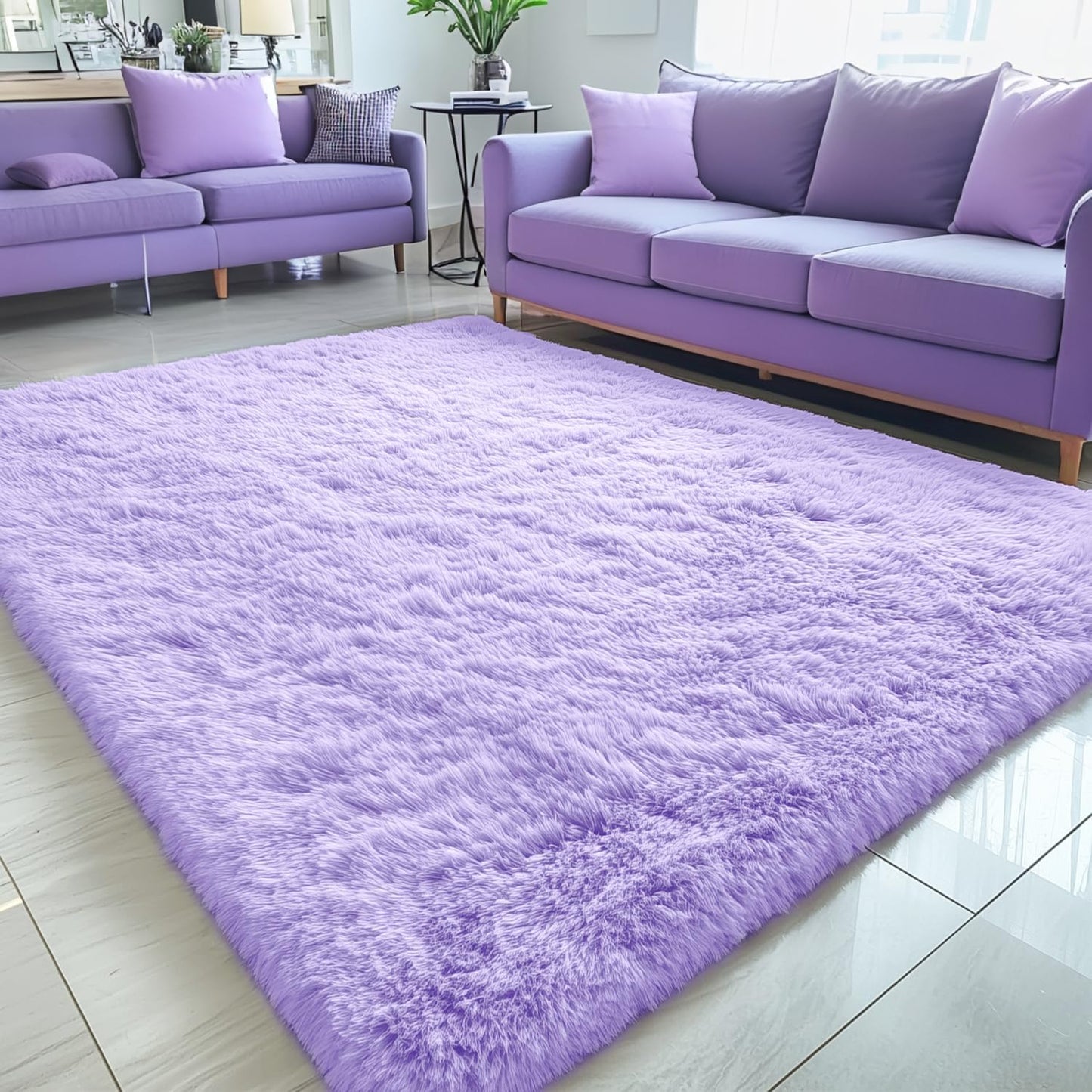 OLANLY 4x5.9 Grey Shag Rug