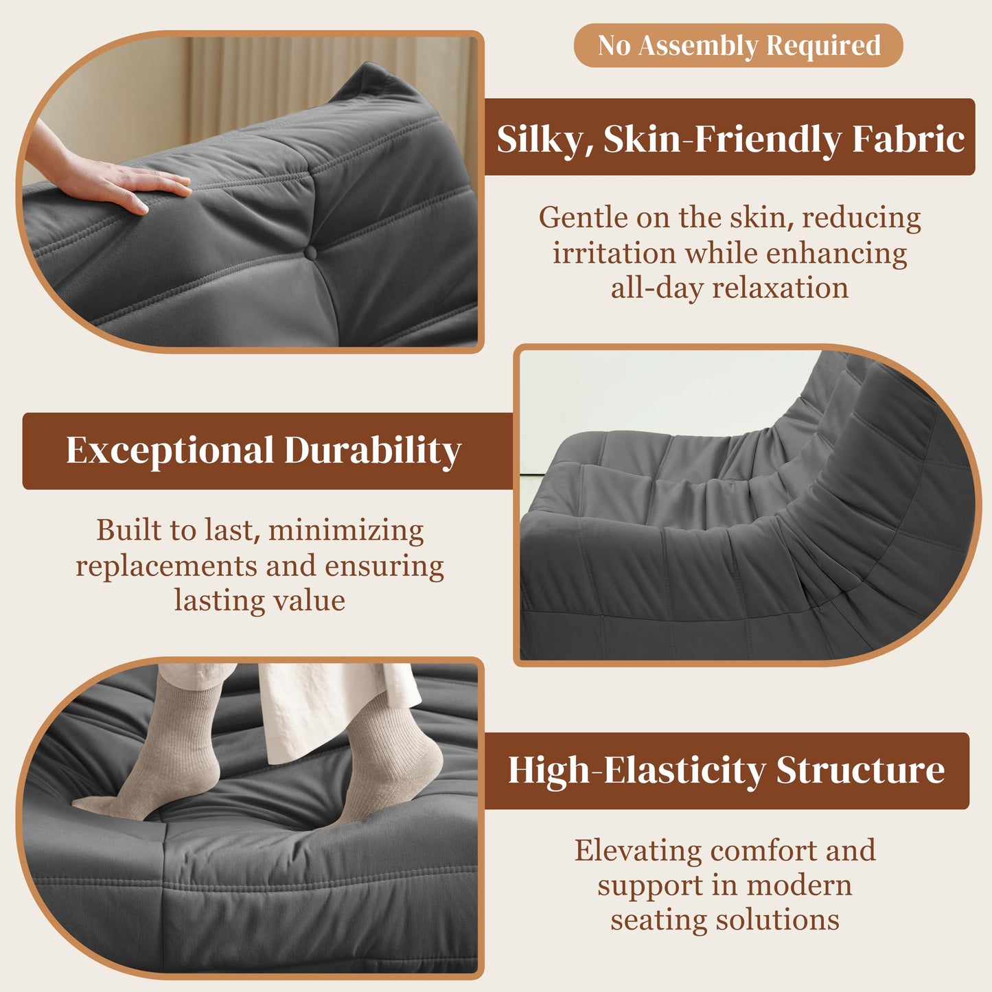 Dark Gray Memory Foam Bean Bag Chair