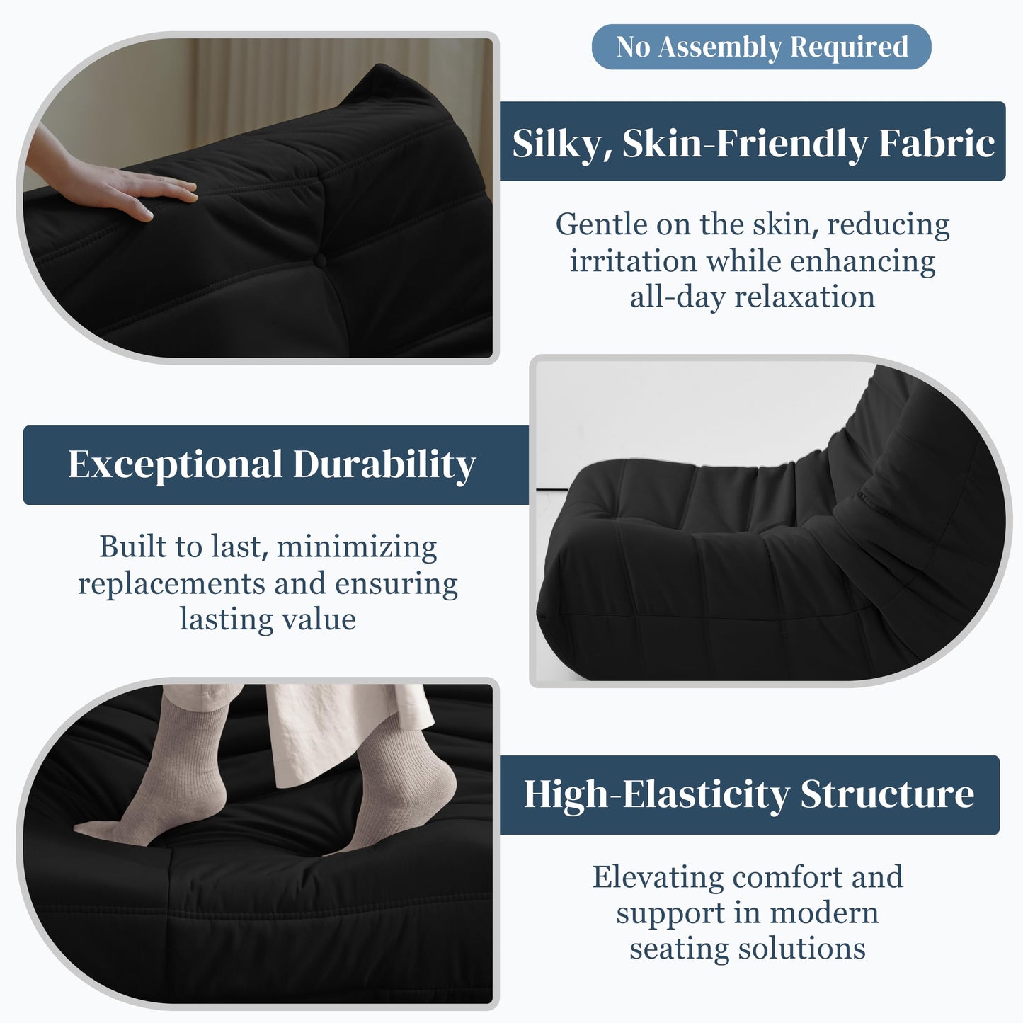 Dark Gray Memory Foam Bean Bag Chair