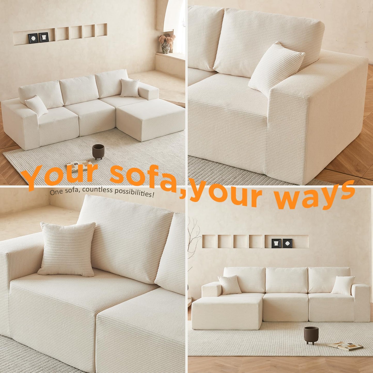 INGEROOM 108" Sectional Sofa – Dark Gray