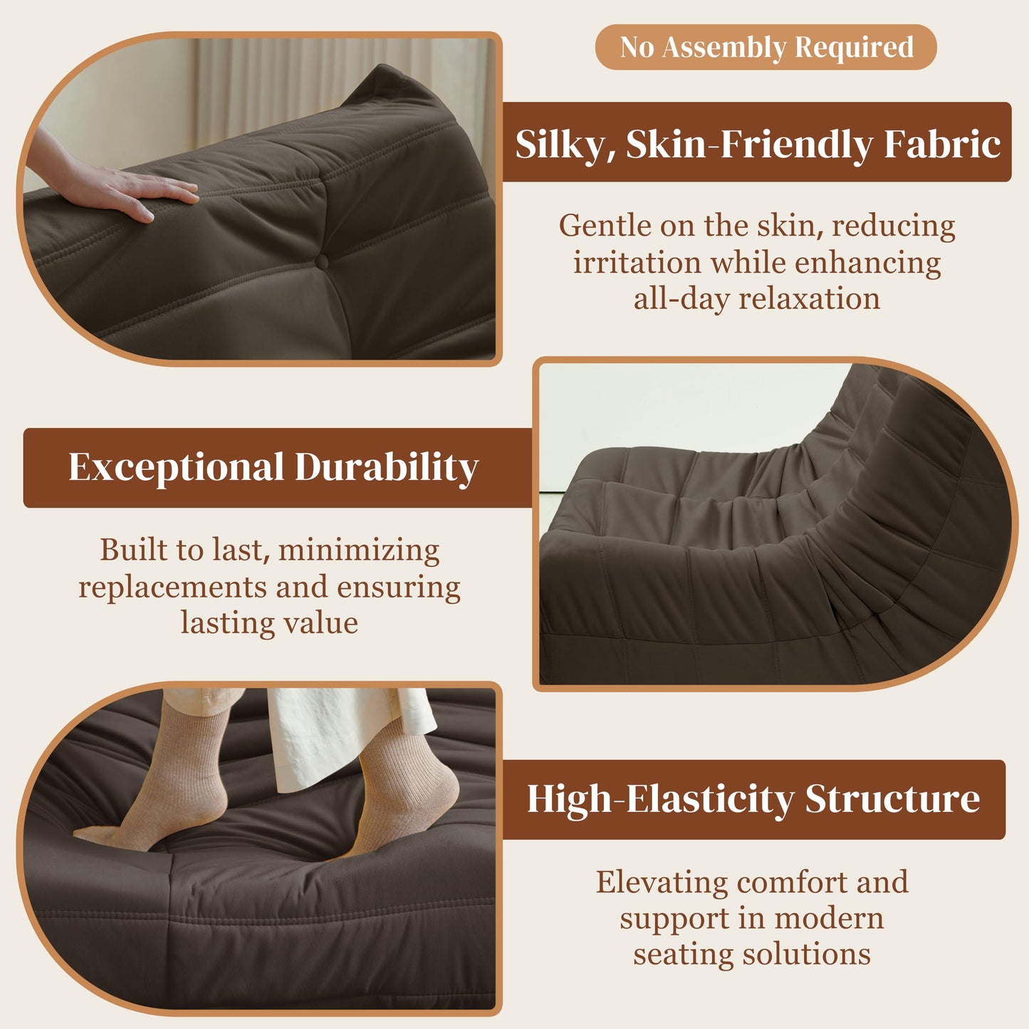 Dark Gray Memory Foam Bean Bag Chair