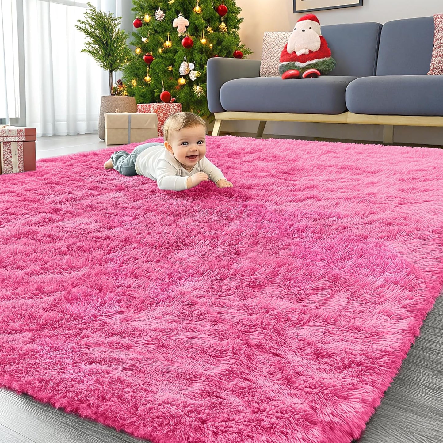 OLANLY 4x5.9 Grey Shag Rug