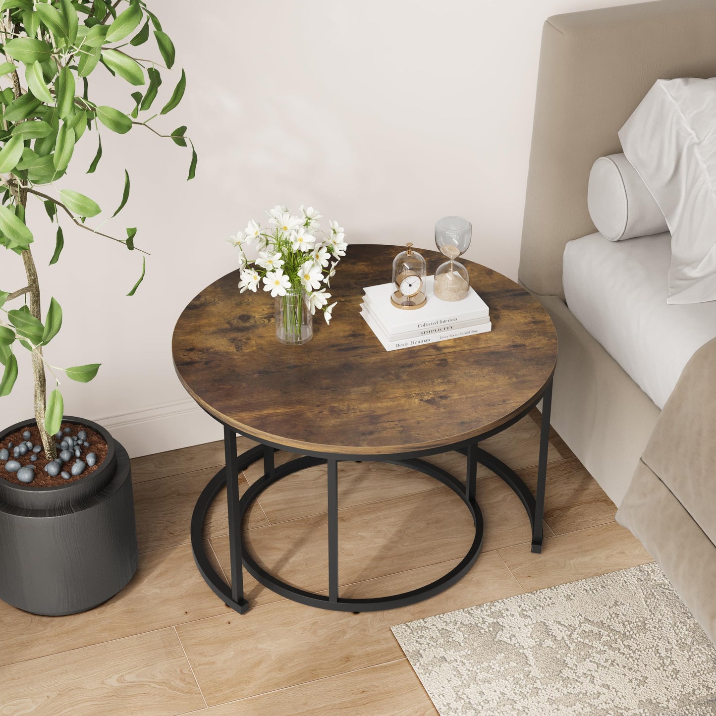 White Nesting Coffee Tables, 2-Pack
