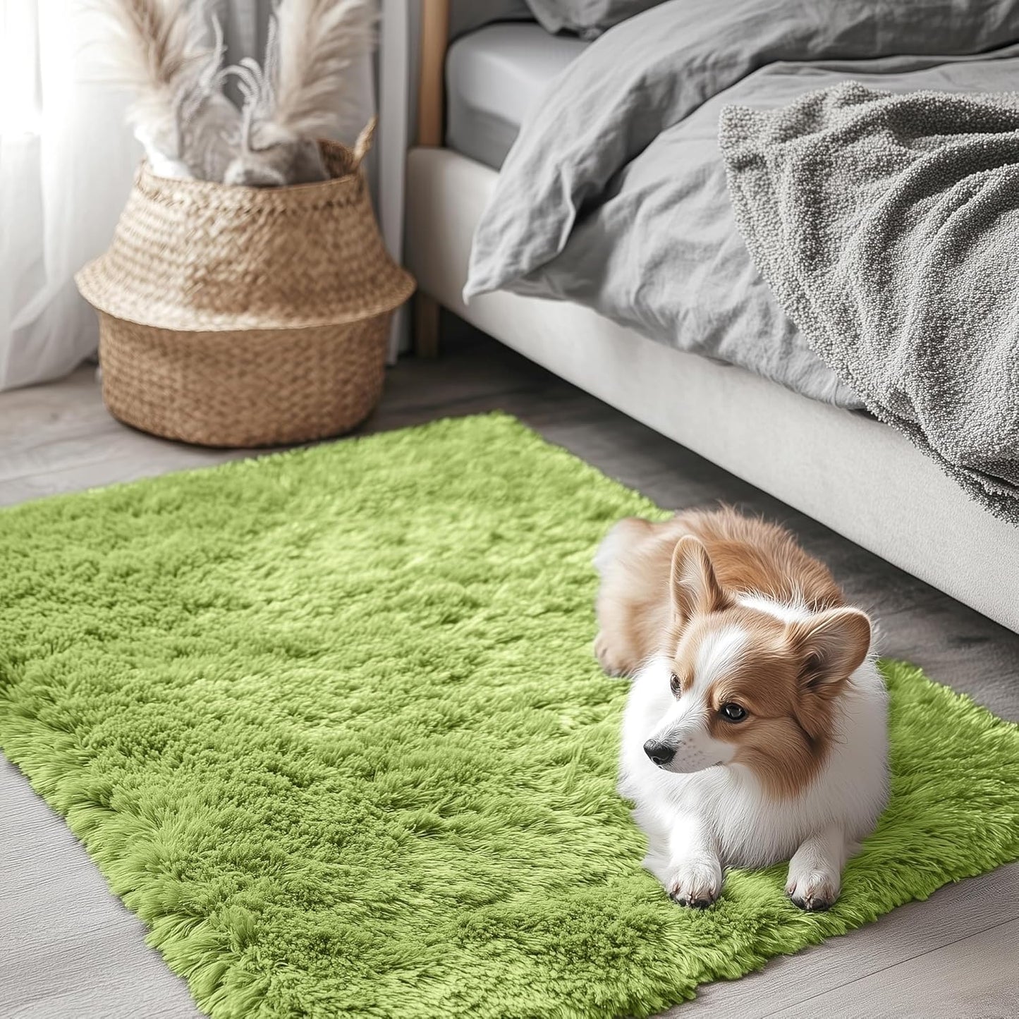 OLANLY 4x5.9 Grey Shag Rug
