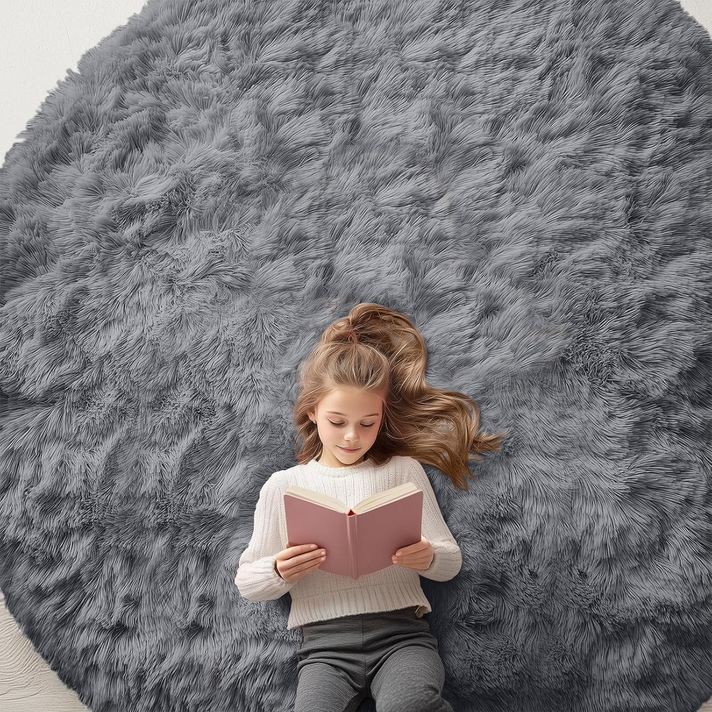 OLANLY 4x5.9 Grey Shag Rug
