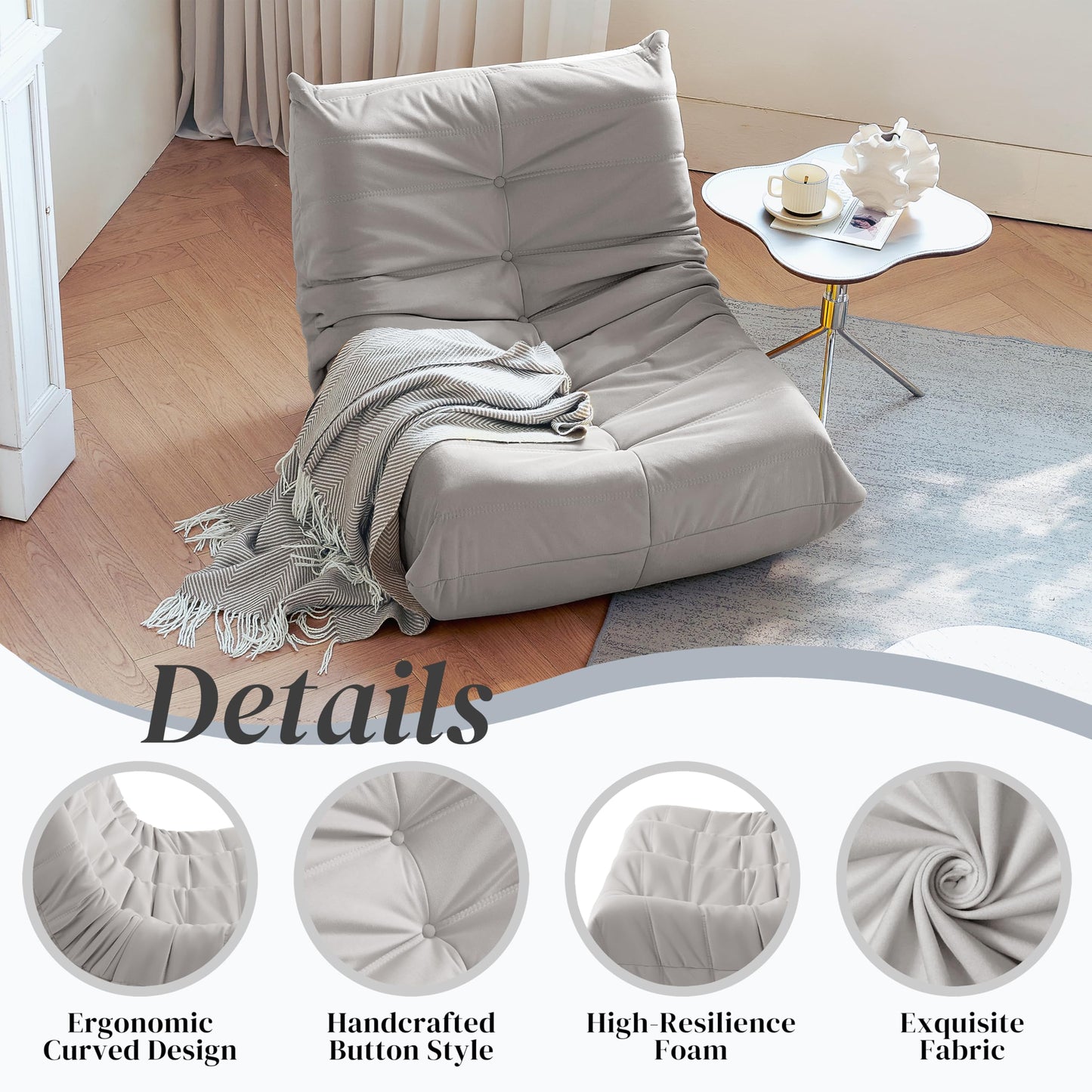 Dark Gray Memory Foam Bean Bag Chair