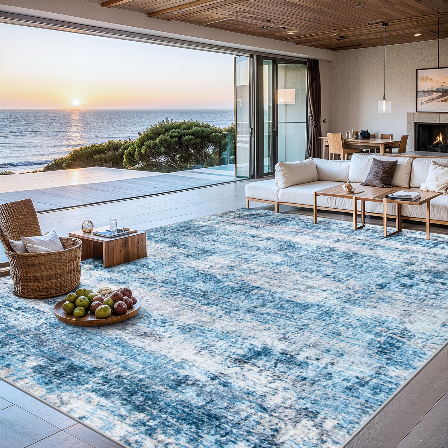 8x10 Ft Grey Abstract Area Rug