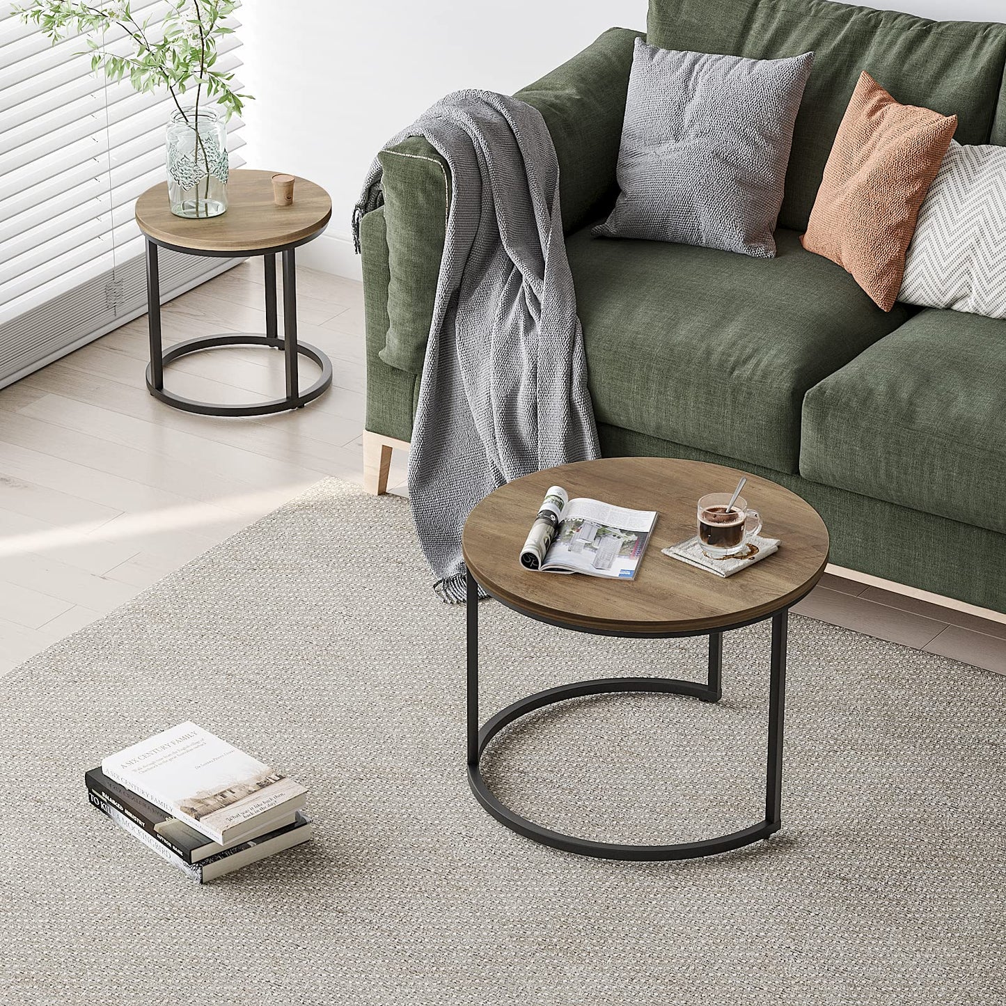 White Nesting Coffee Tables, 2-Pack