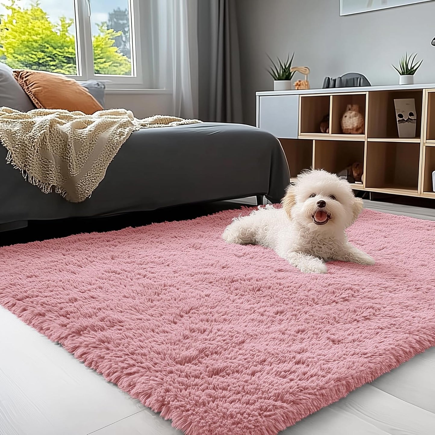 OLANLY 4x5.9 Grey Shag Rug