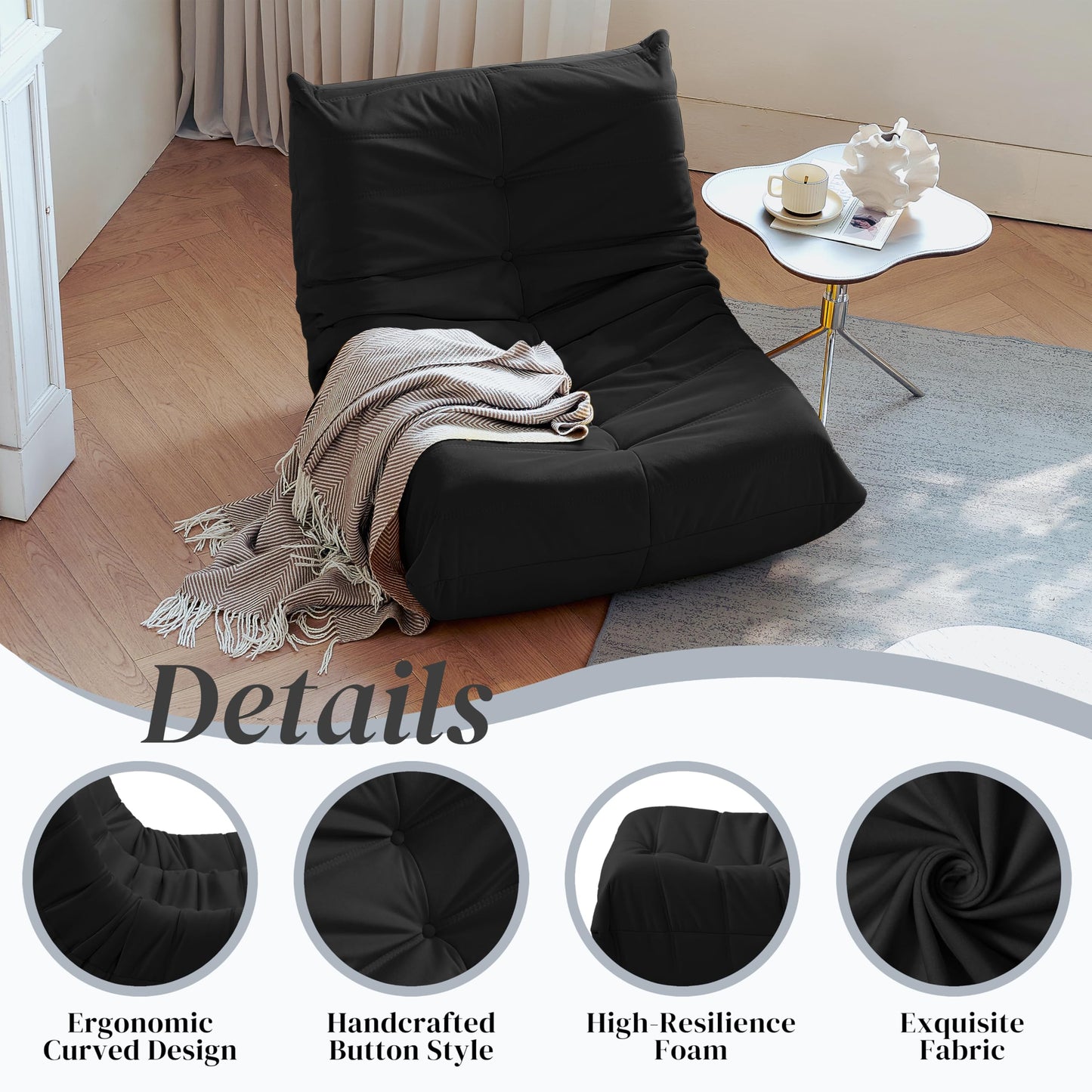 Dark Gray Memory Foam Bean Bag Chair