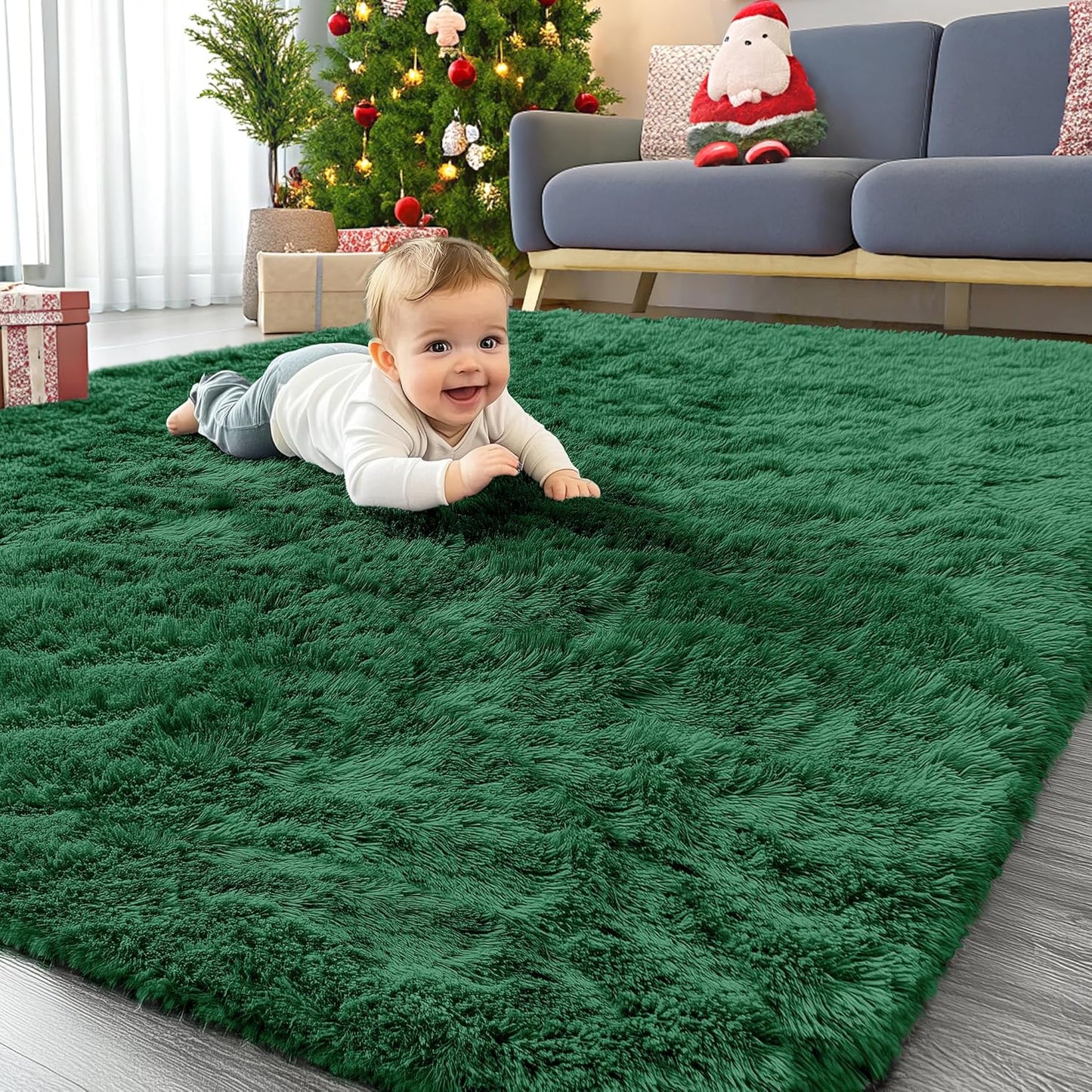 OLANLY 4x5.9 Grey Shag Rug