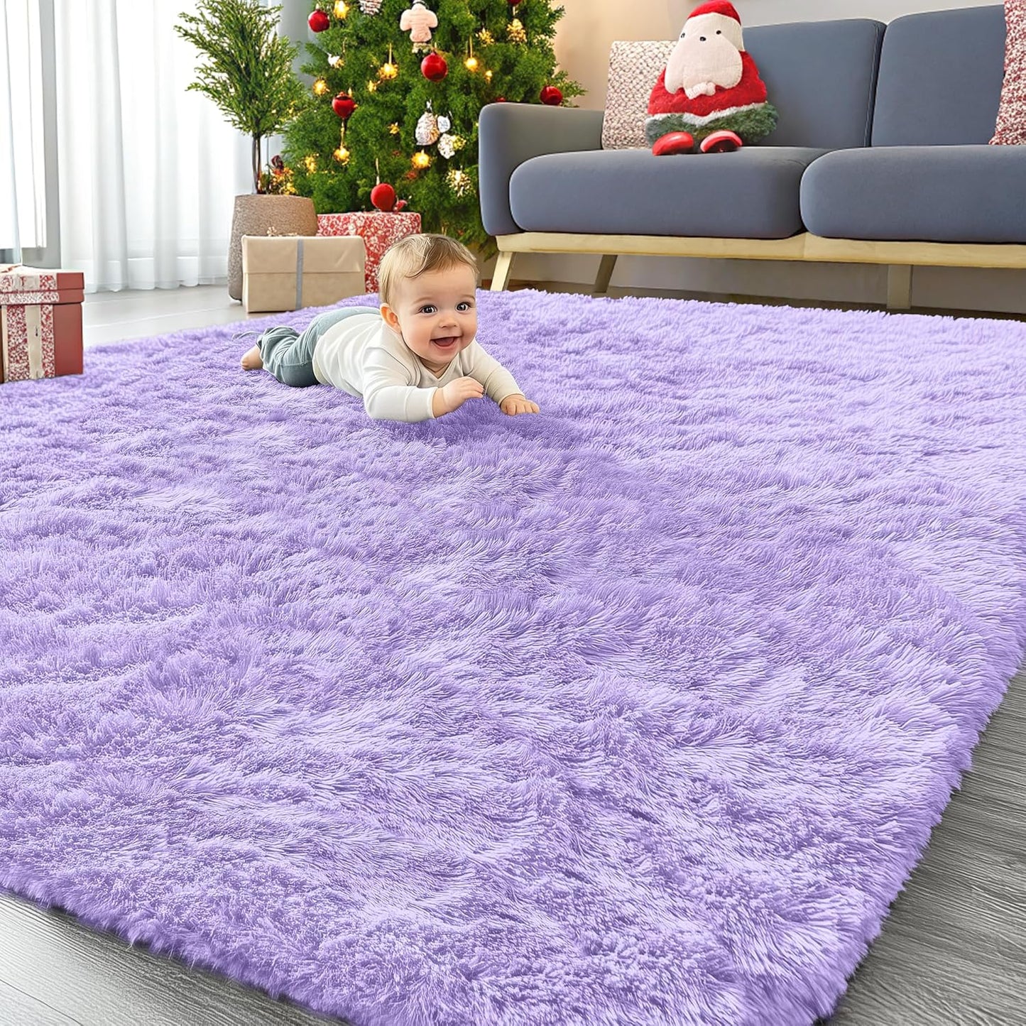 OLANLY 4x5.9 Grey Shag Rug