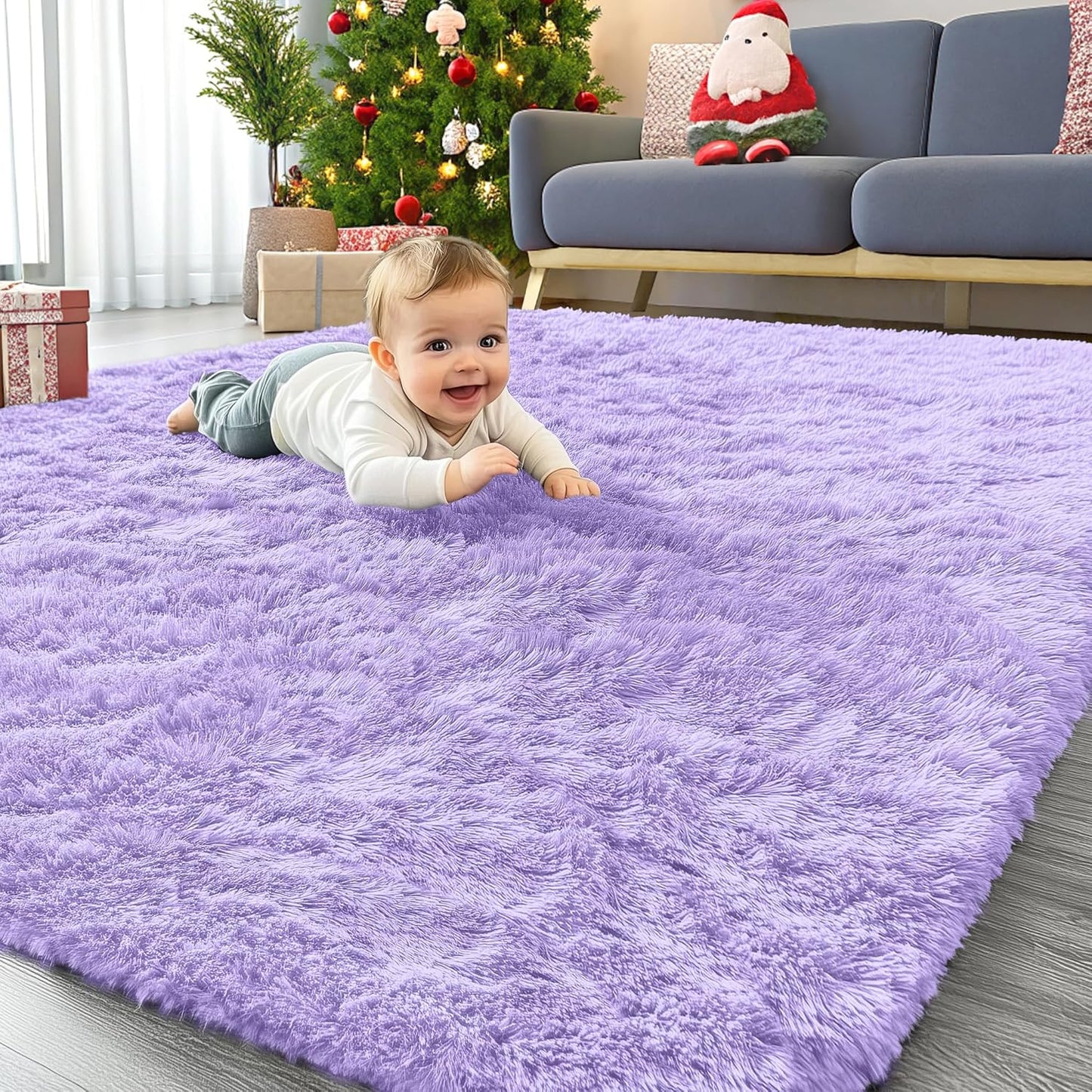 OLANLY 4x5.9 Grey Shag Rug