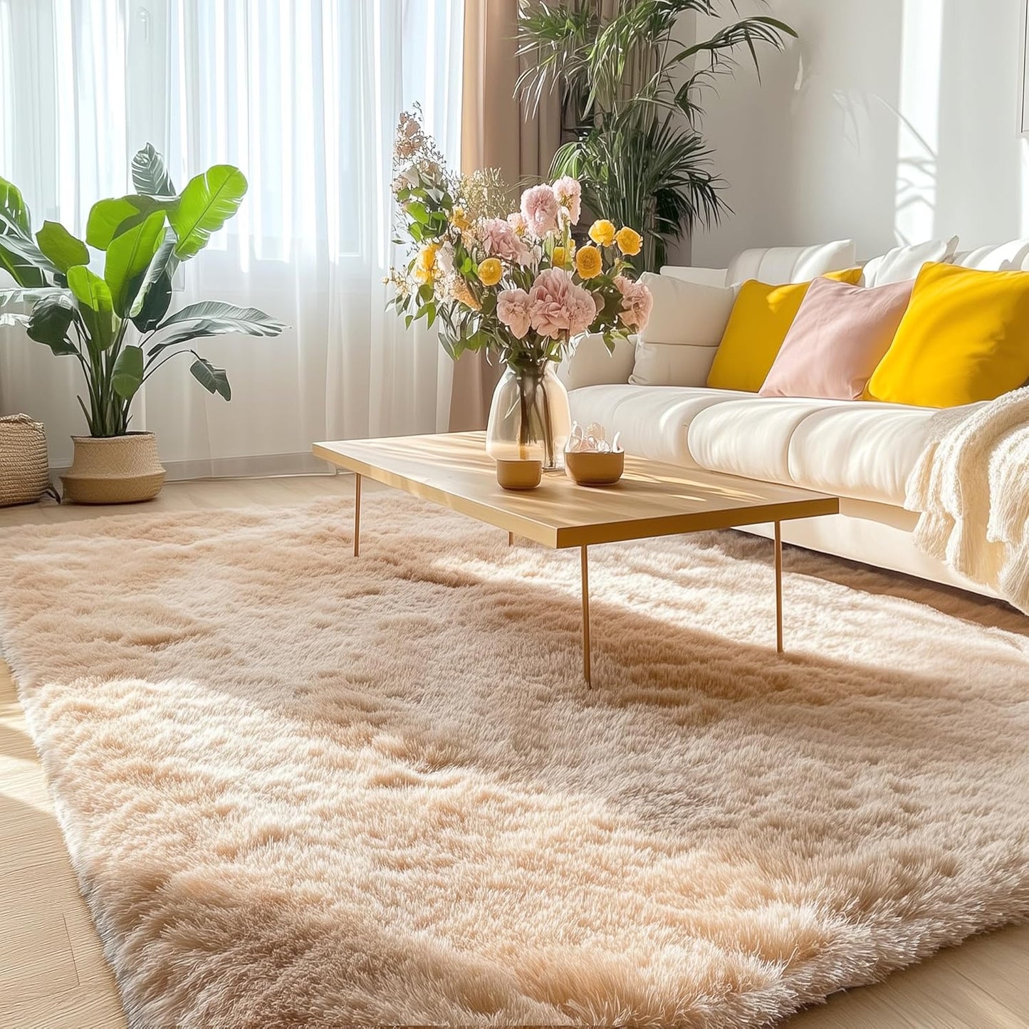 OLANLY 4x5.9 Grey Shag Rug