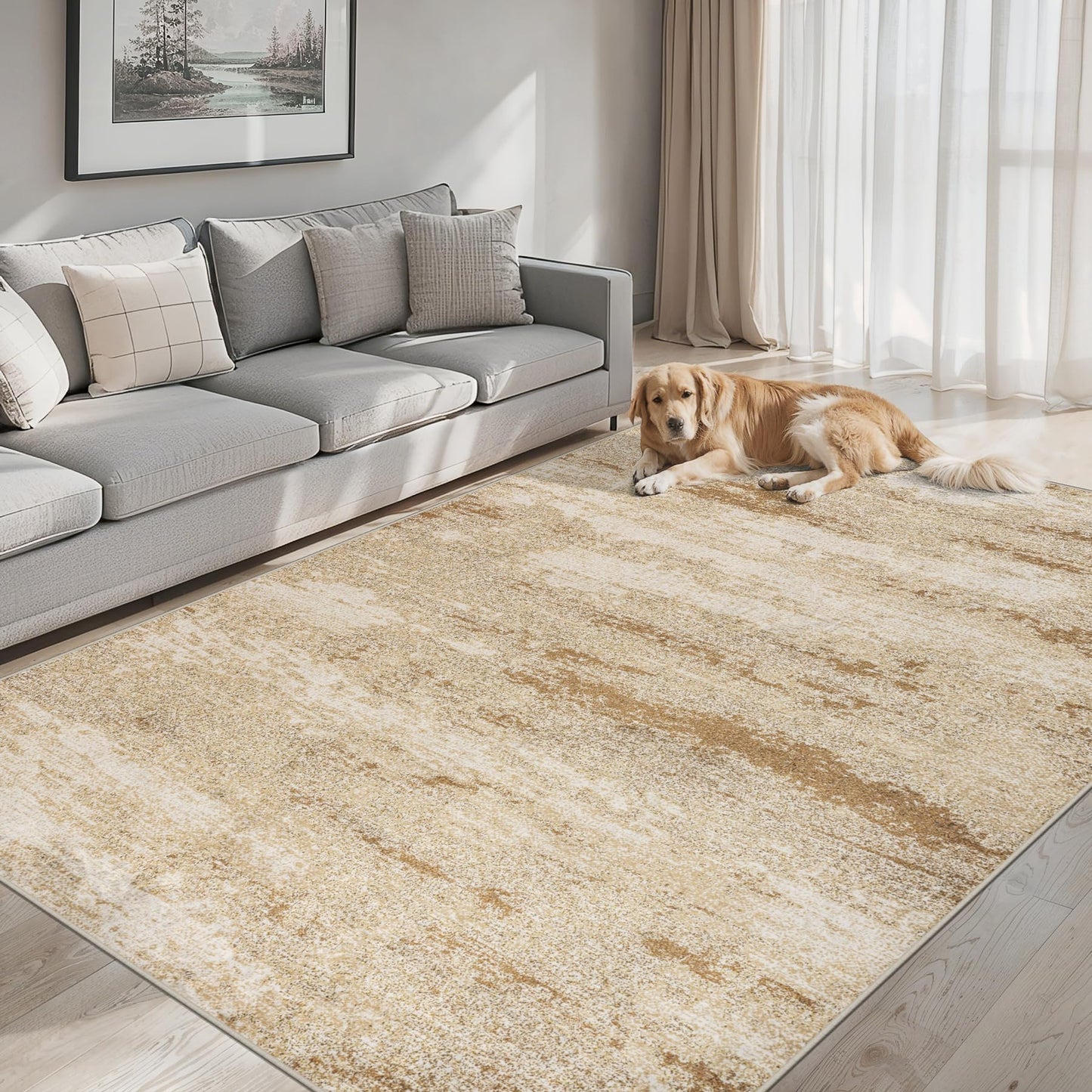 8x10 Ft Grey Abstract Area Rug