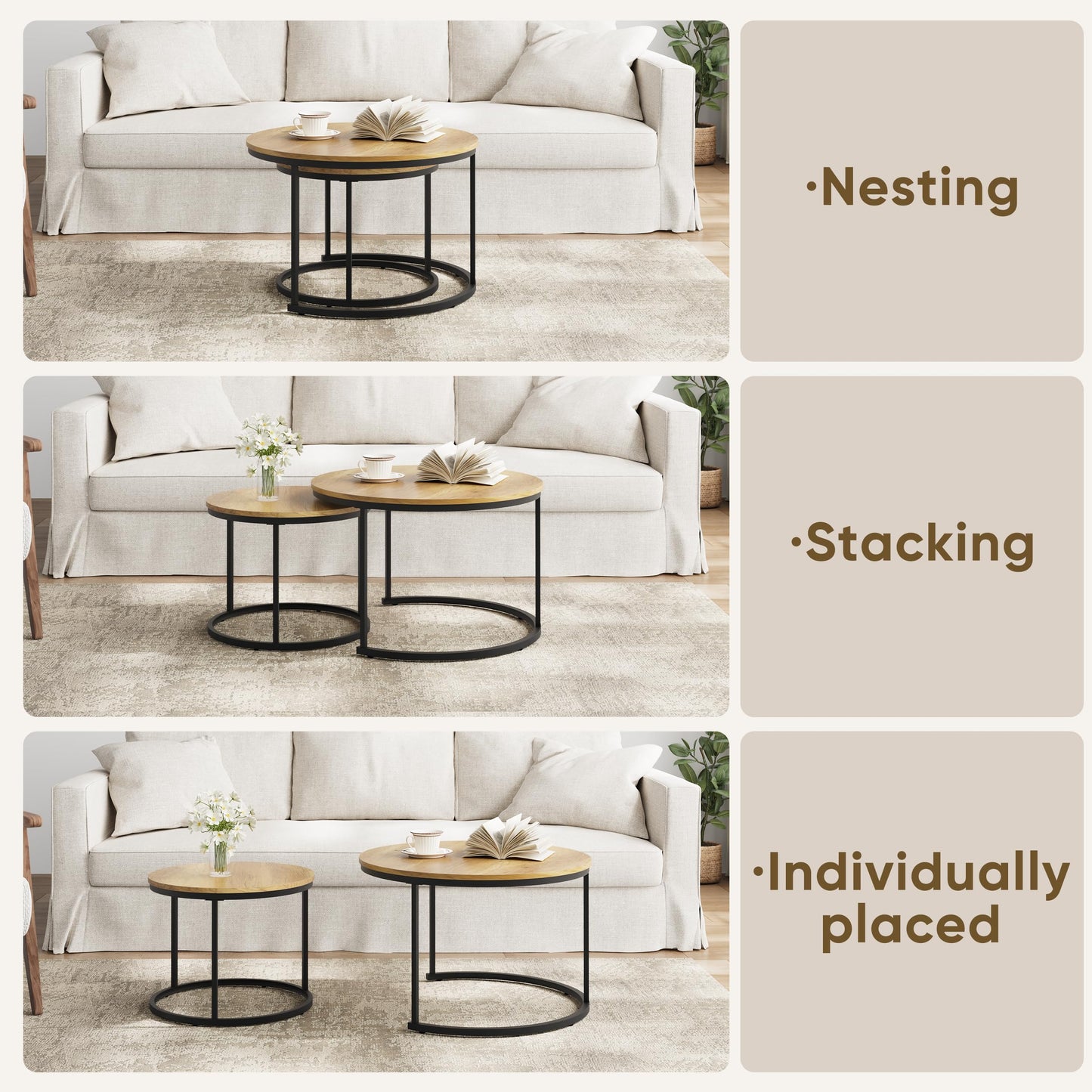 White Nesting Coffee Tables, 2-Pack