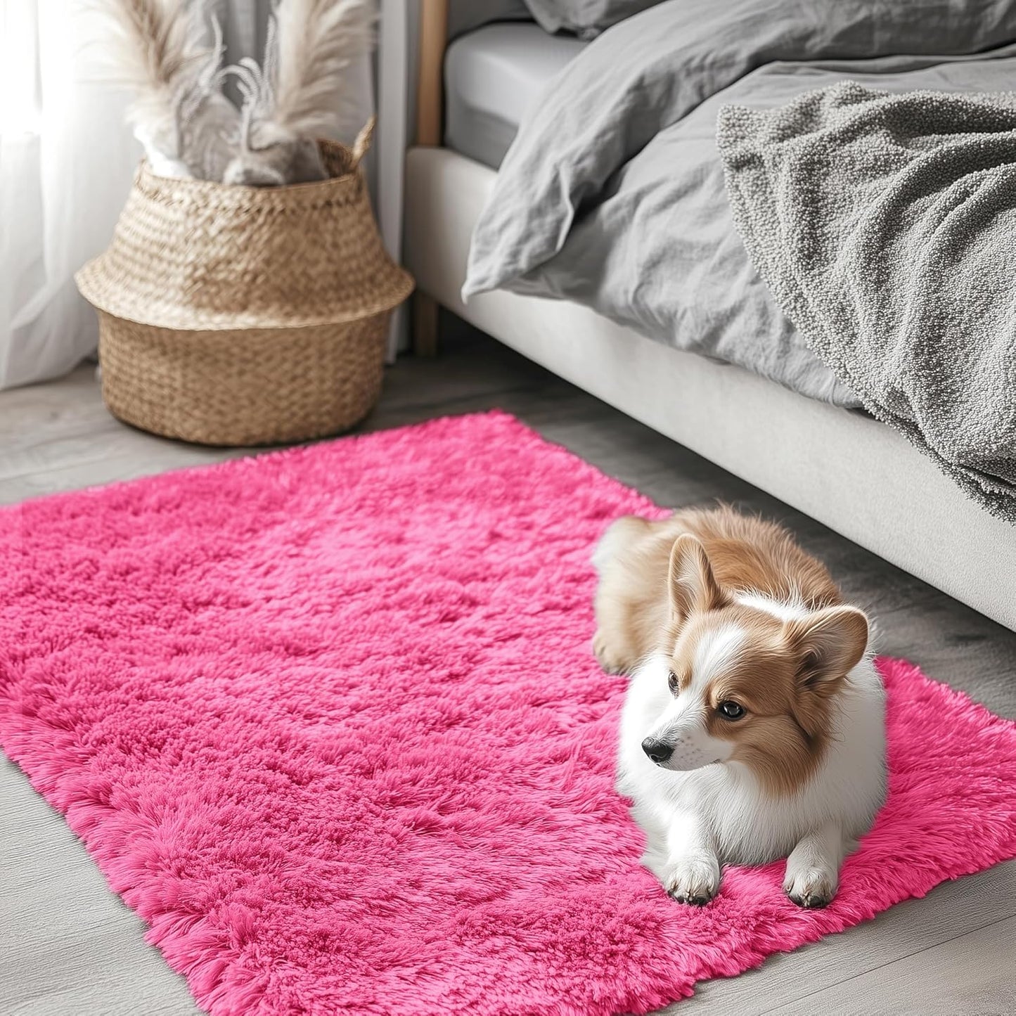 OLANLY 4x5.9 Grey Shag Rug