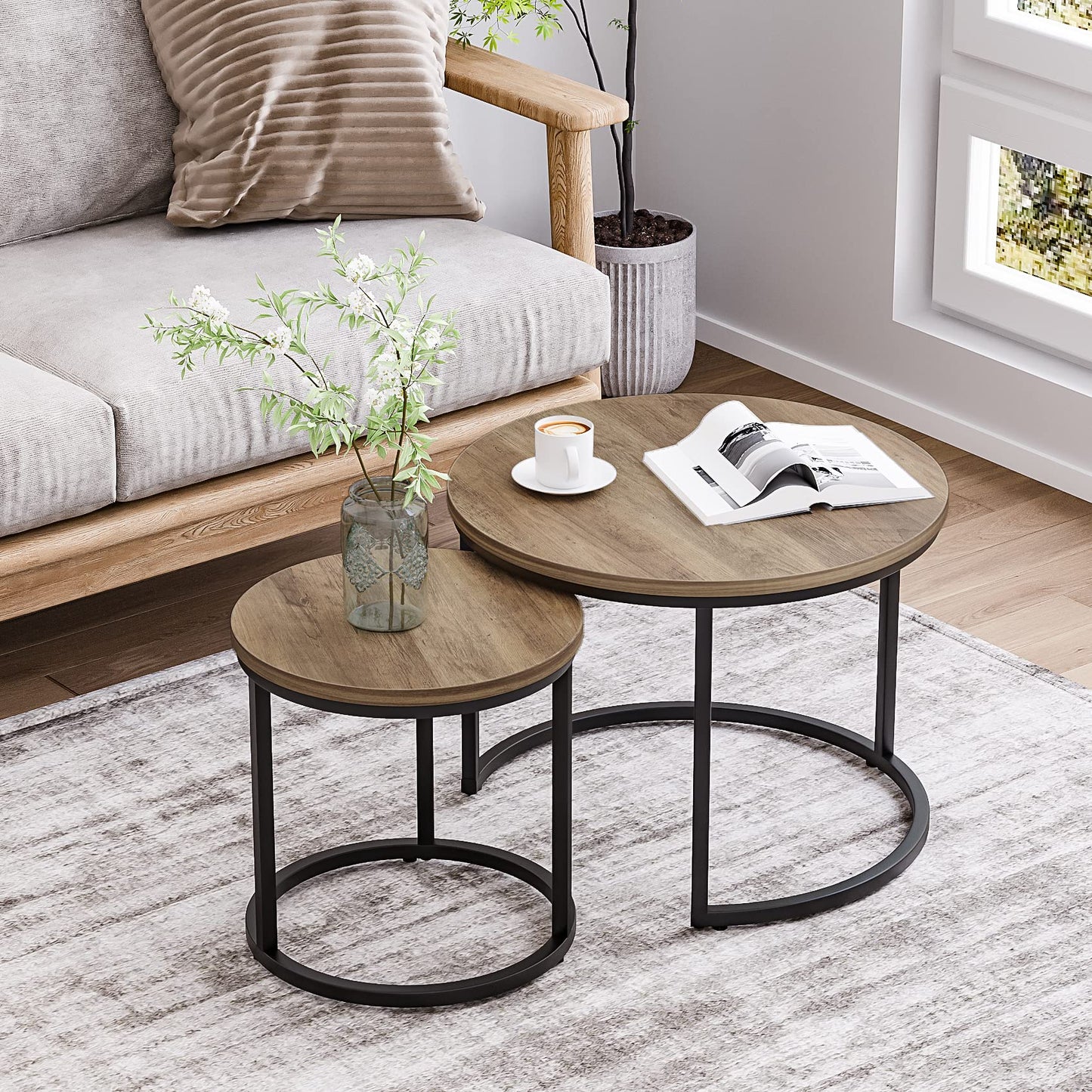 White Nesting Coffee Tables, 2-Pack