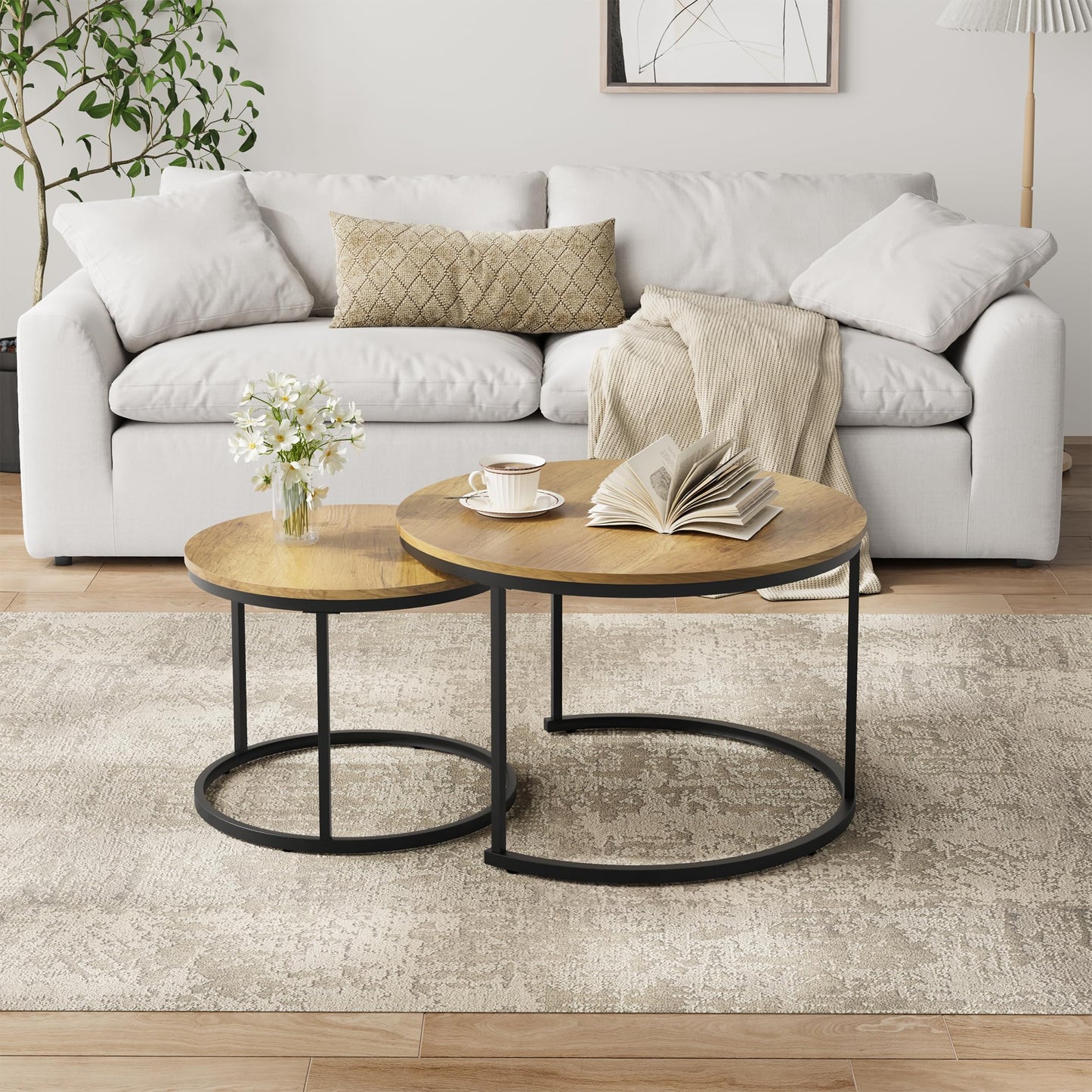 White Nesting Coffee Tables, 2-Pack