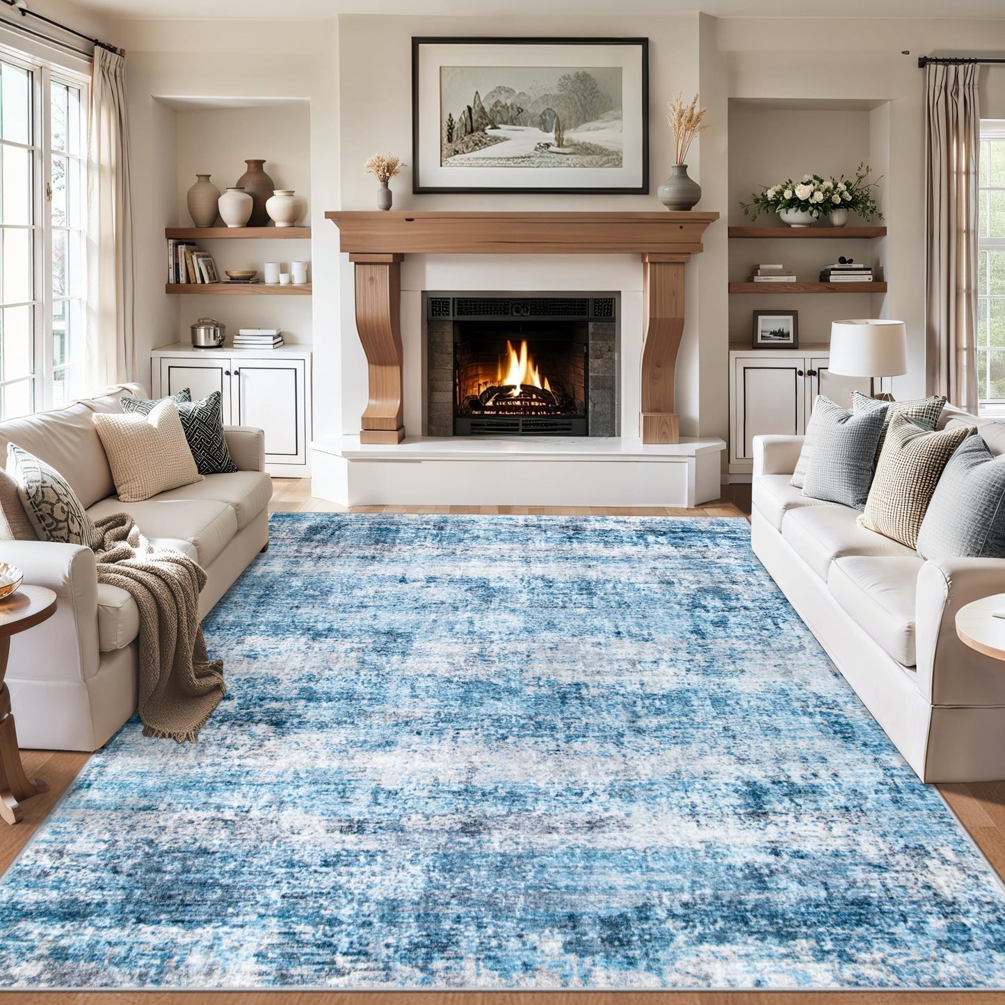 8x10 Ft Grey Abstract Area Rug