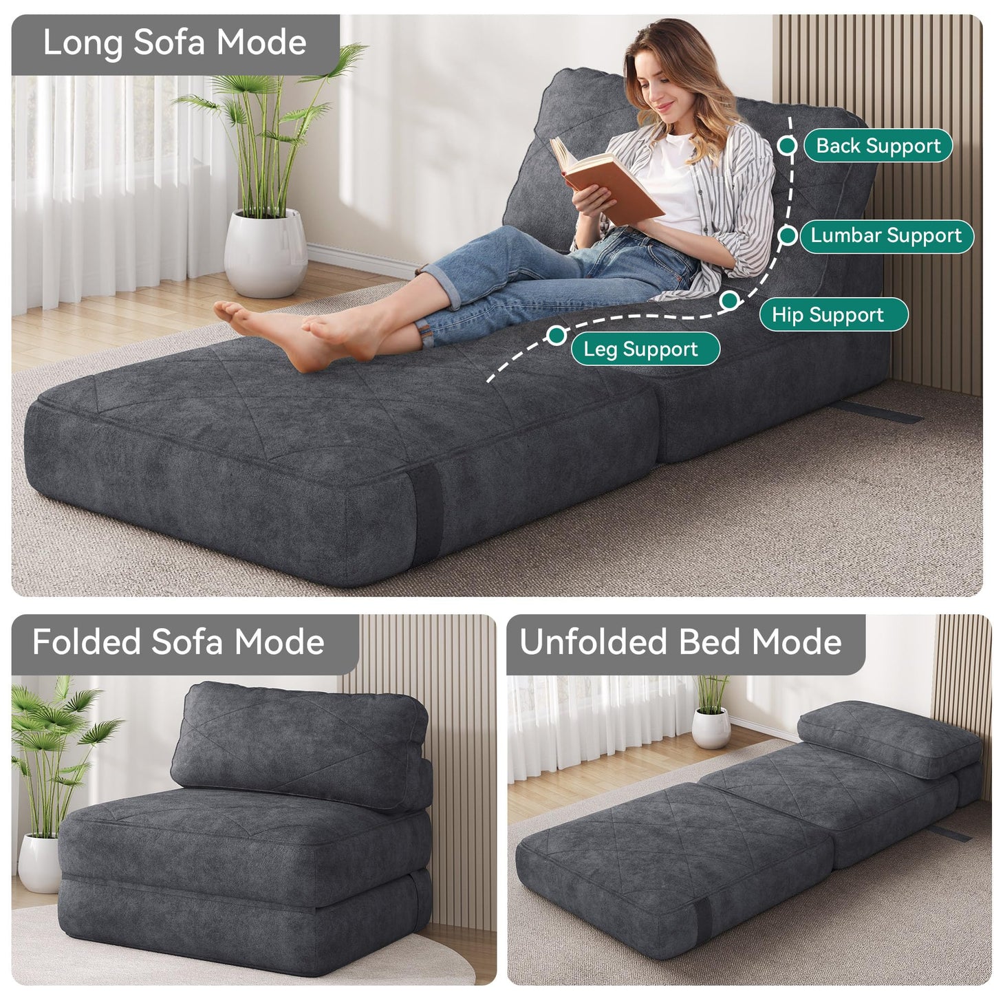 YITAHOME Fold-Out Sofa – Dark Gray