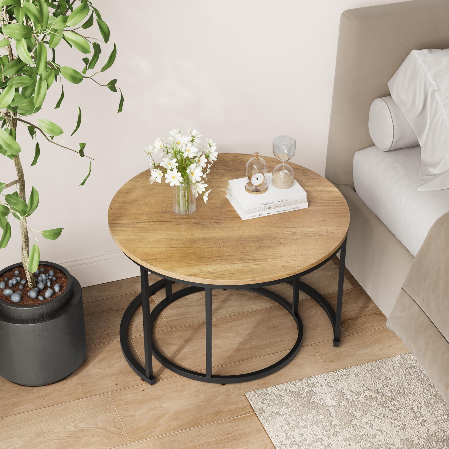 White Nesting Coffee Tables, 2-Pack