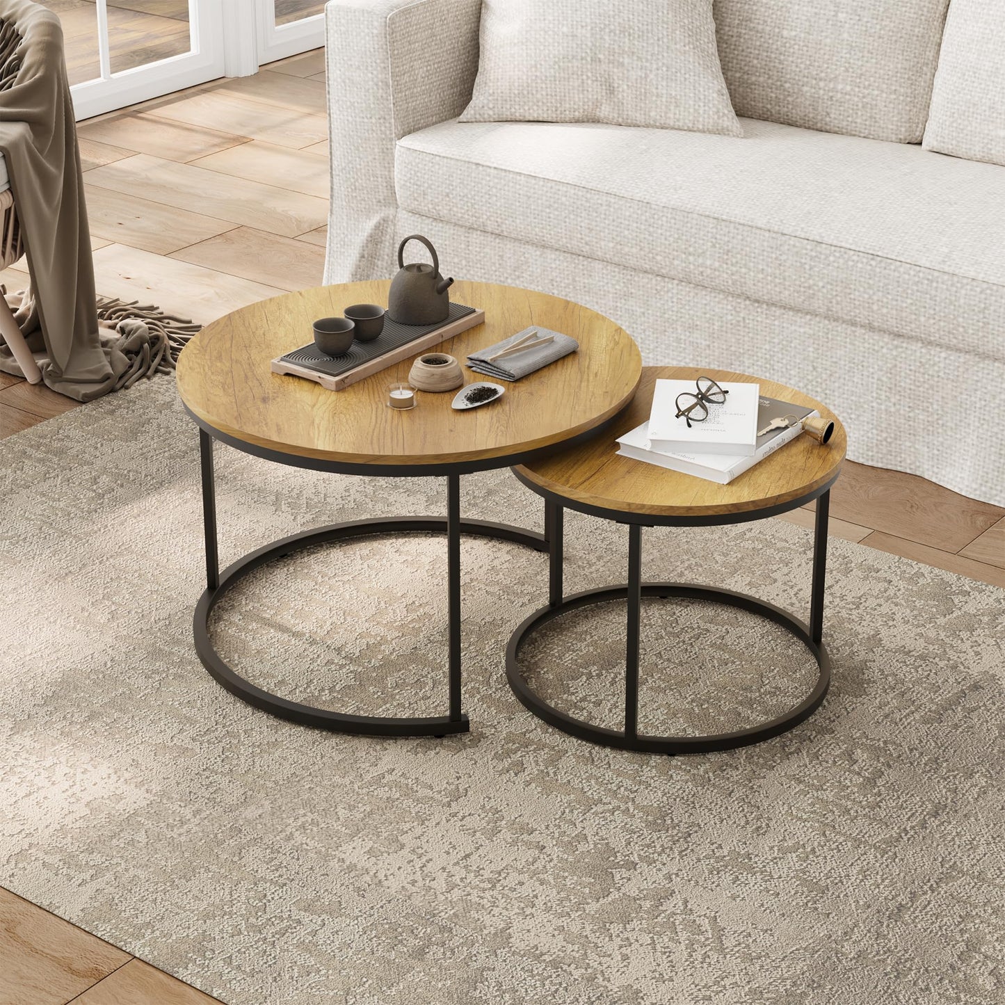 White Nesting Coffee Tables, 2-Pack