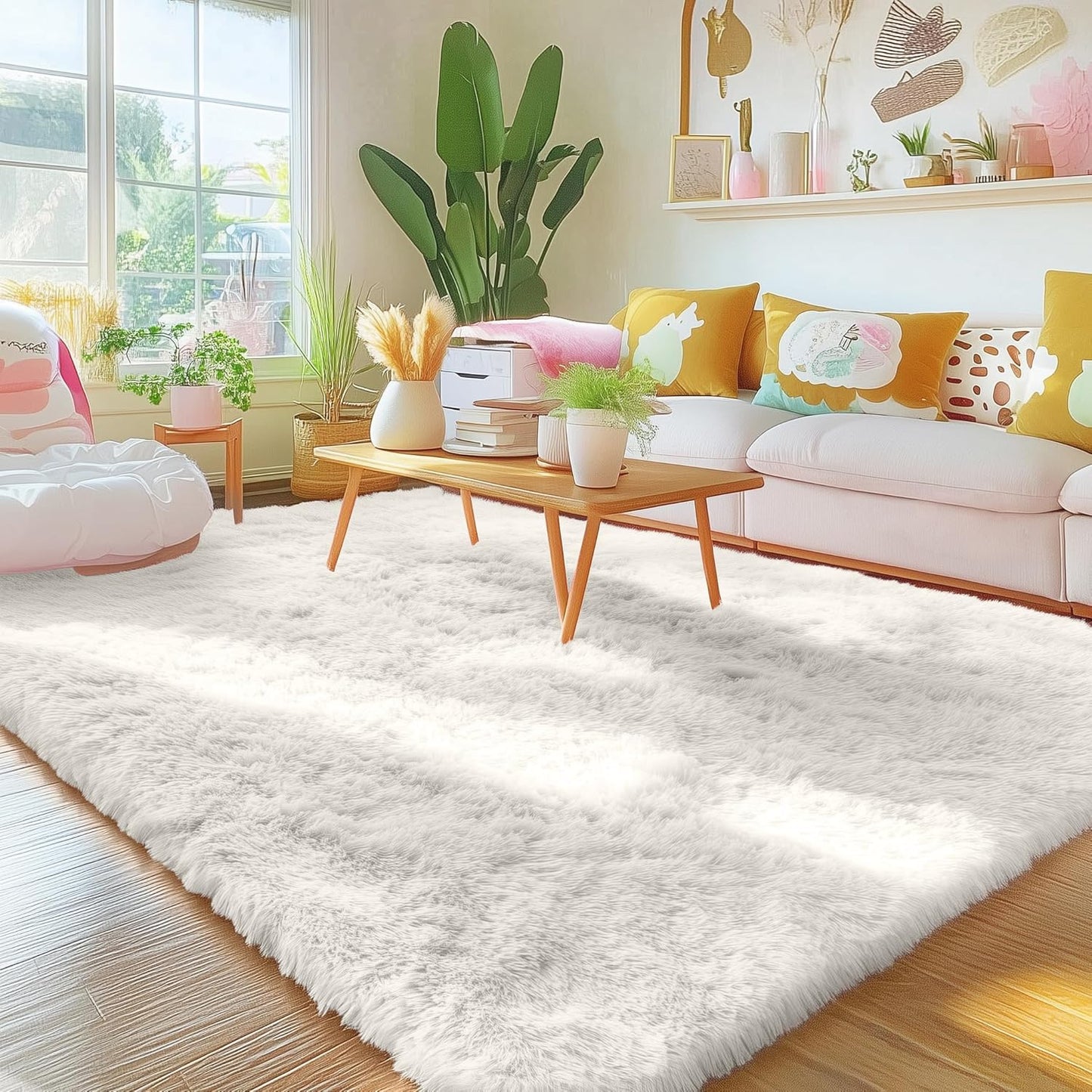 OLANLY 4x5.9 Grey Shag Rug