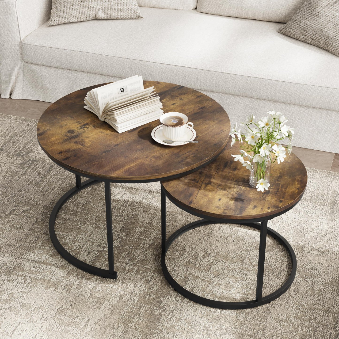 White Nesting Coffee Tables, 2-Pack