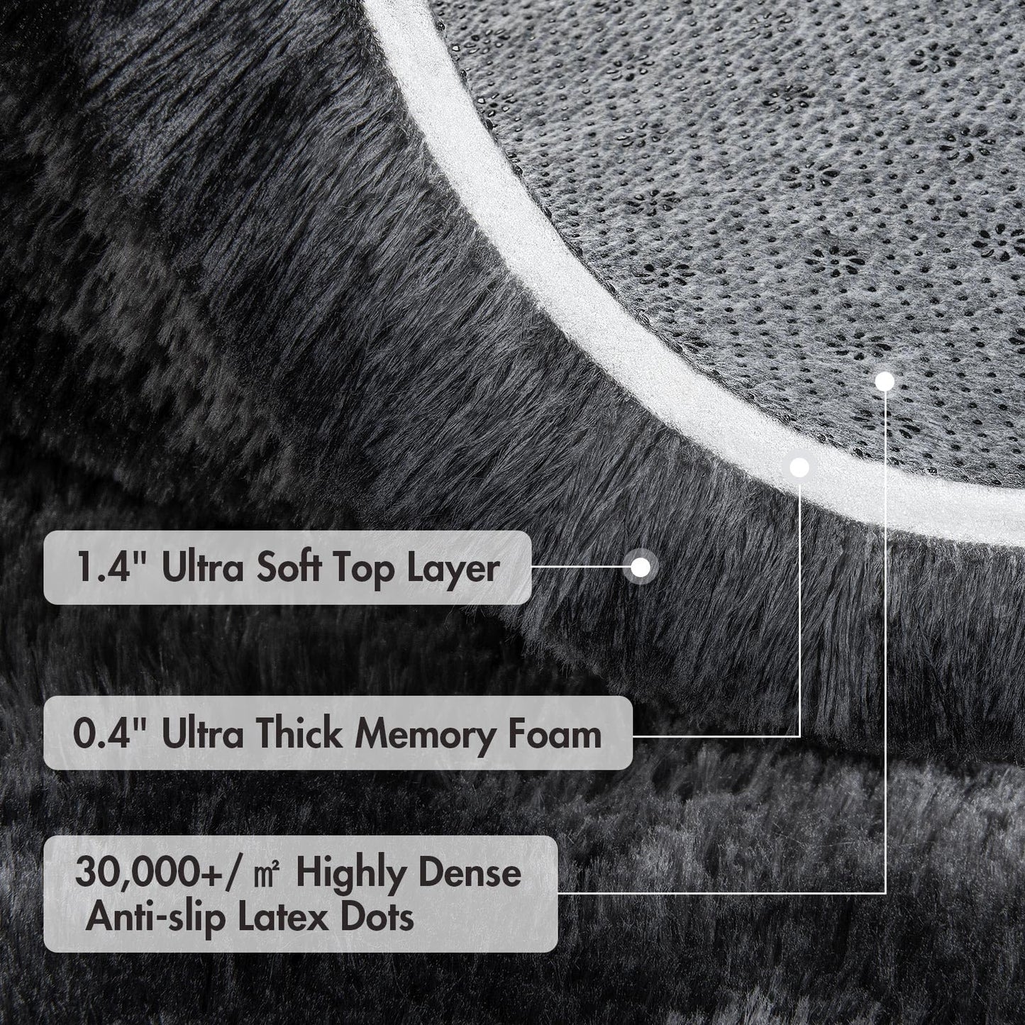 6x9 Ft Dark Grey Shag Area Rug