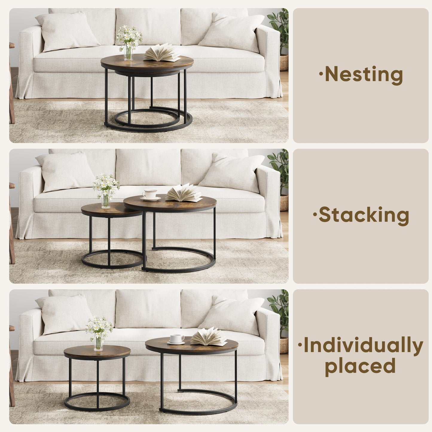 White Nesting Coffee Tables, 2-Pack