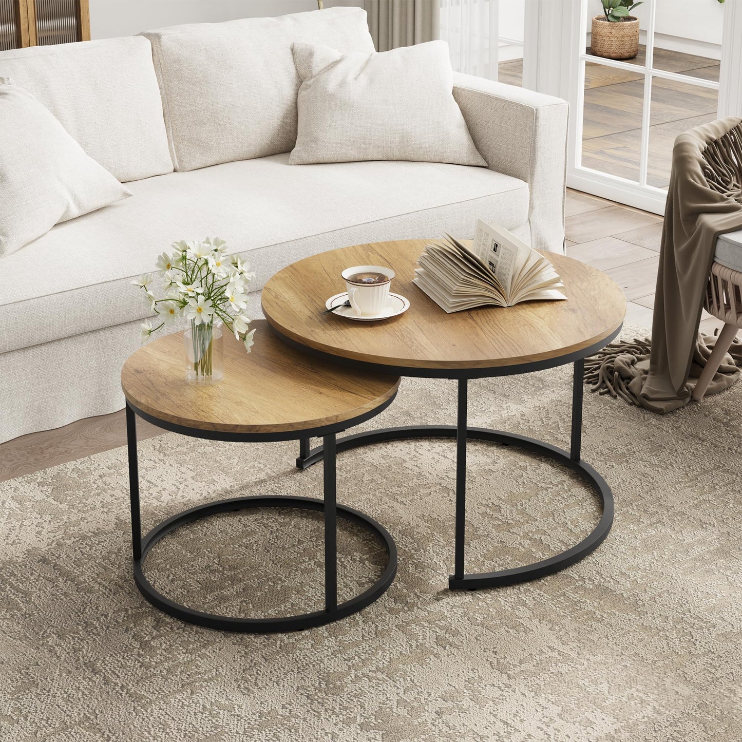 White Nesting Coffee Tables, 2-Pack